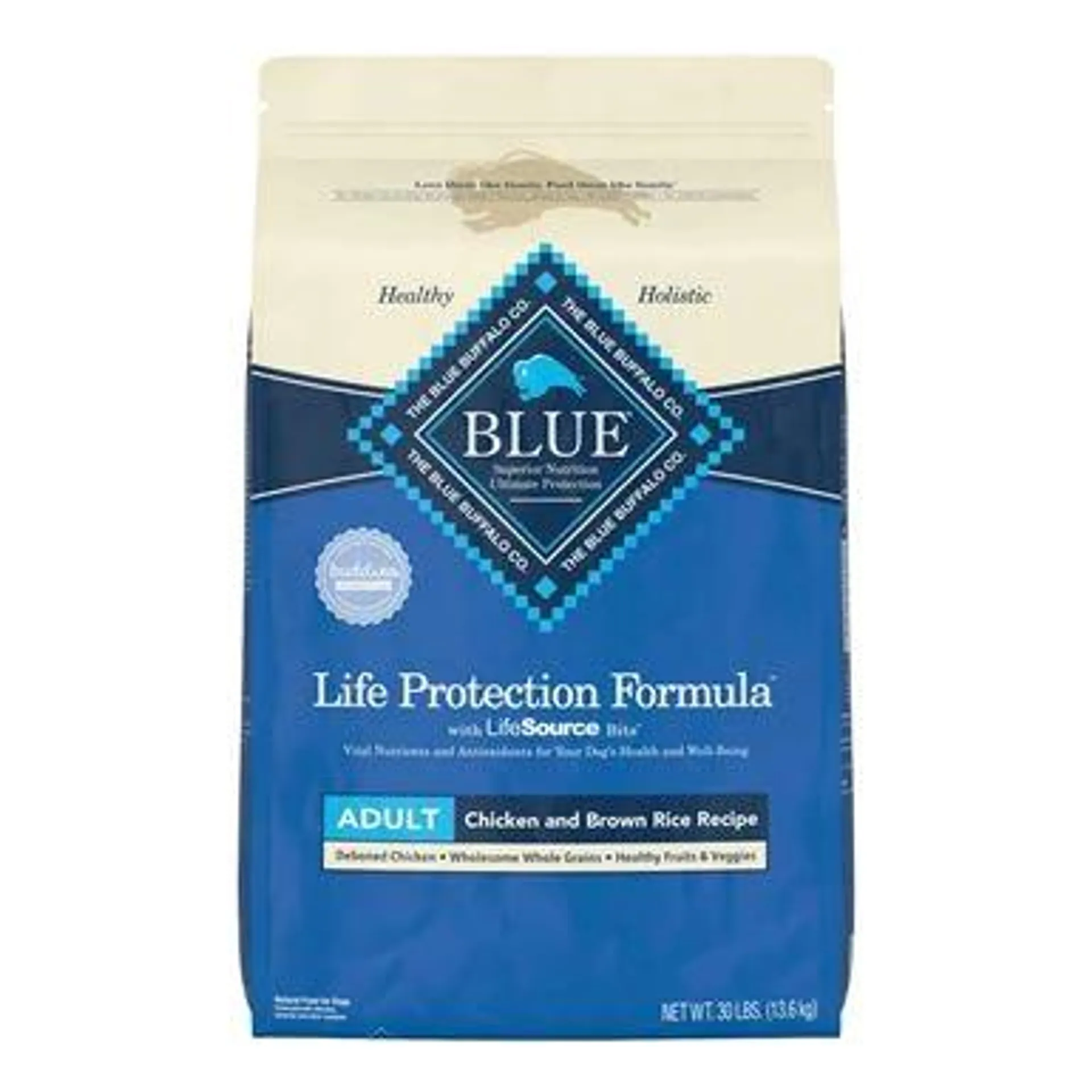 Blue Buffalo Life Protection Formula Natural Adult Dry Dog Food, Chicken and Brown Rice, 30 Pounds