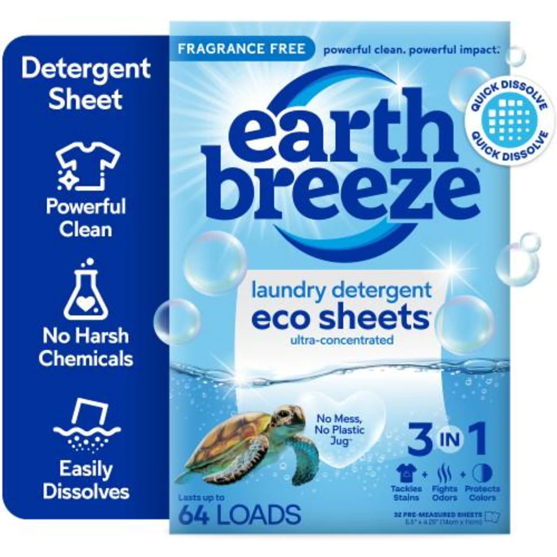 Earth Breeze® Fragrance Free Eco Sheets® Laundry Detergent Sheets