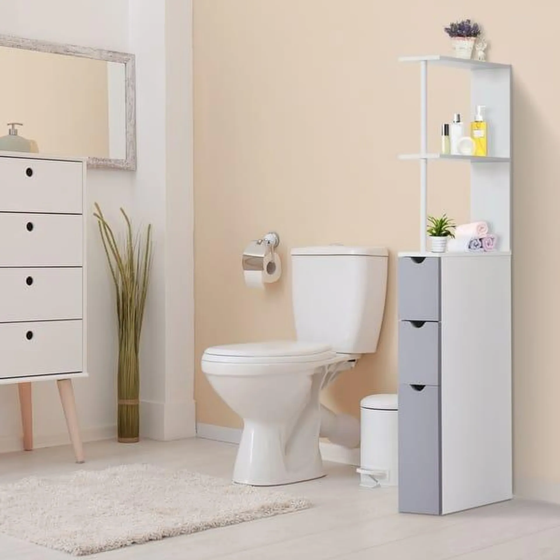 Bathroom Tower Storage Cabinet - 6" W x 13" D x 55.25" H