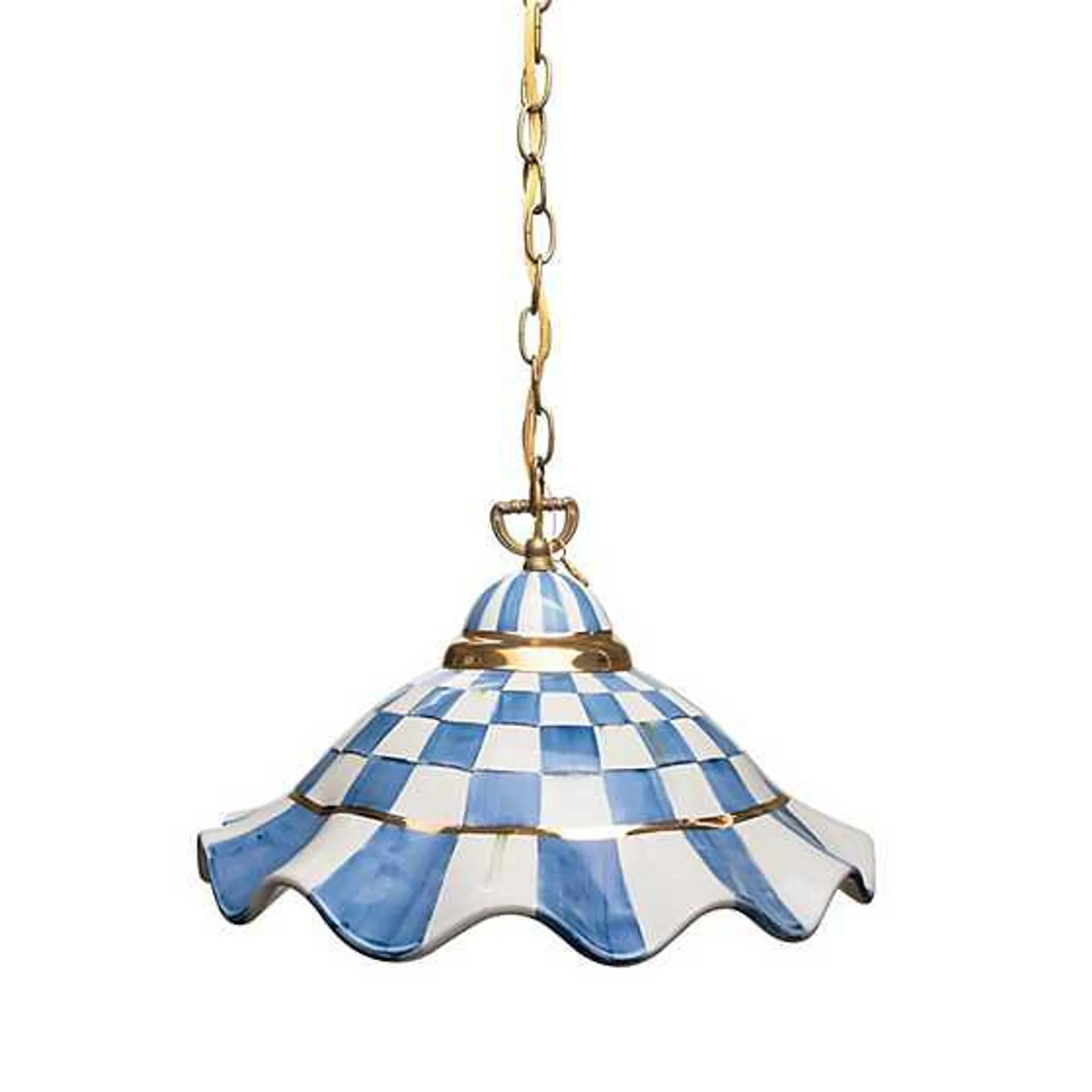 Fluted Hanging Lamp - Royal Check