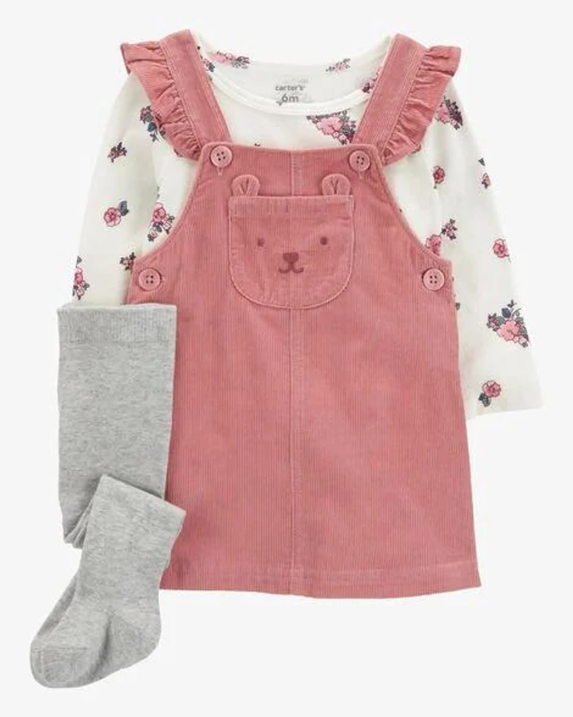 Baby 3-Piece Floral Long-Sleeve Tee & Jumper Set