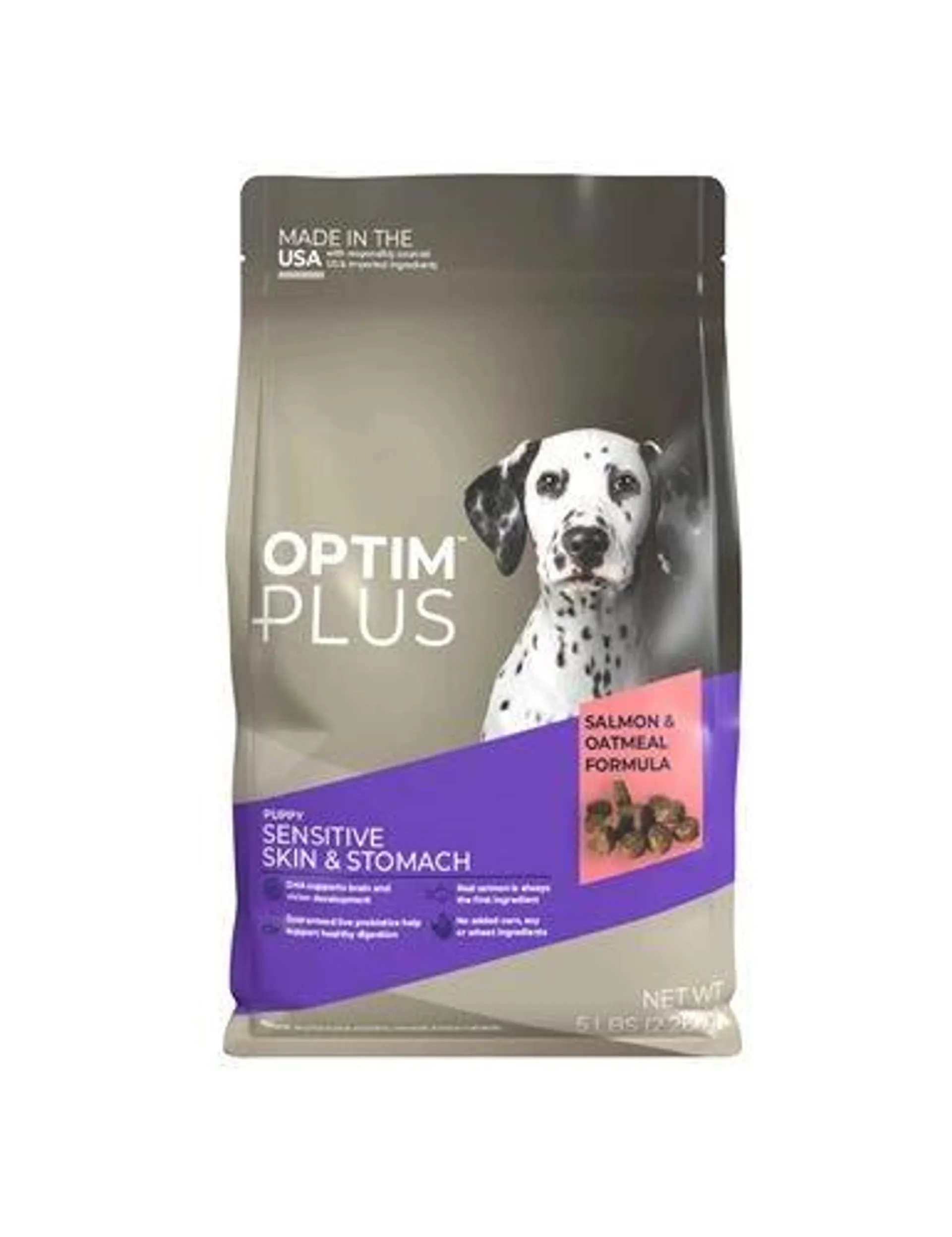 OptimPlus Puppy Sensitive Skin & Stomach Salmon & Oatmeal Formula Dry Dog Food, 5 Pounds