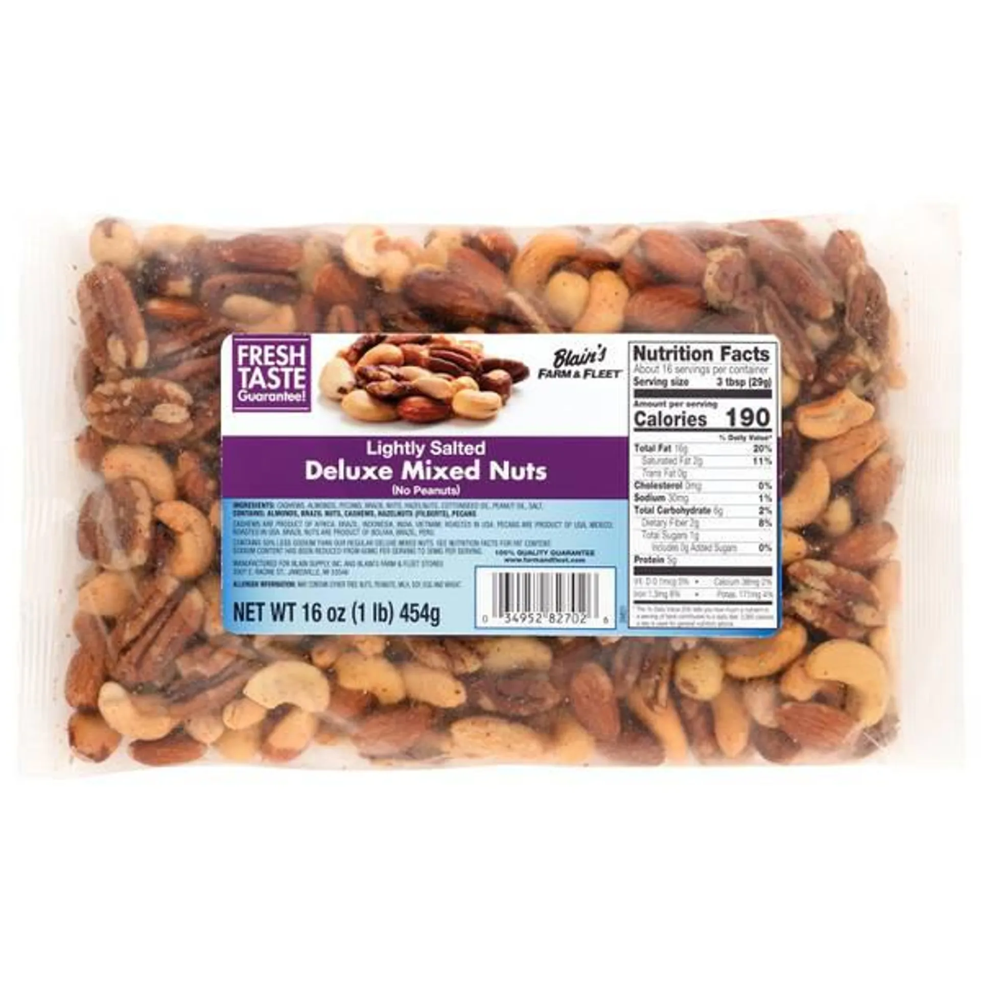 16 oz Lightly Salted Deluxe Mixed Nuts (No Peanuts)