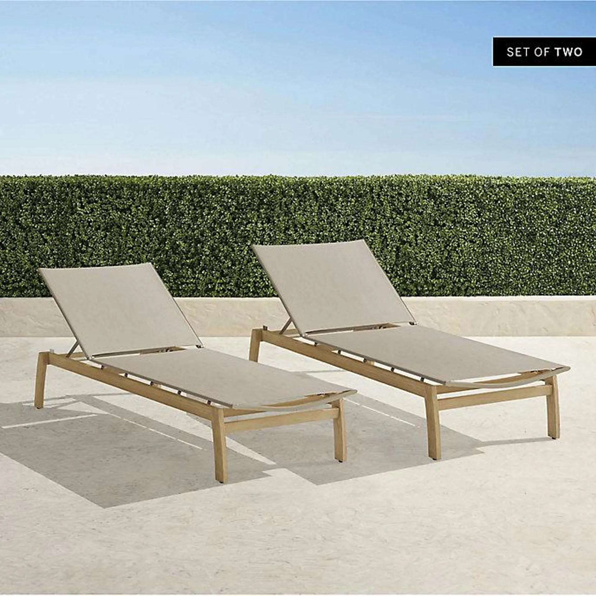 Ibiza Natural Teak Chaises, Set of Two