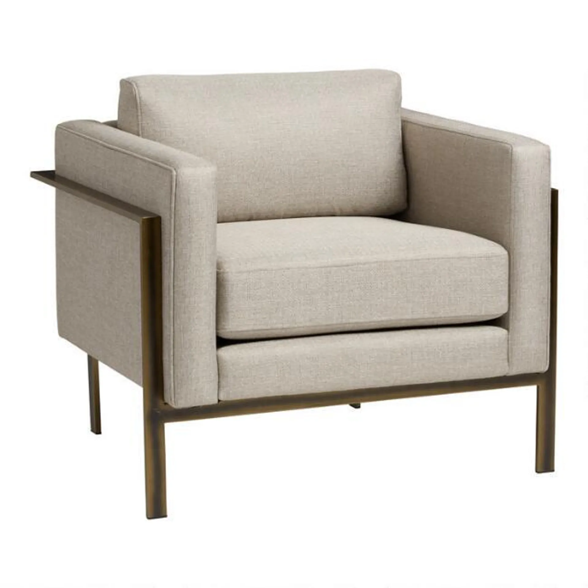 Bronze Metal and Taupe Nicklas Upholstered Chair