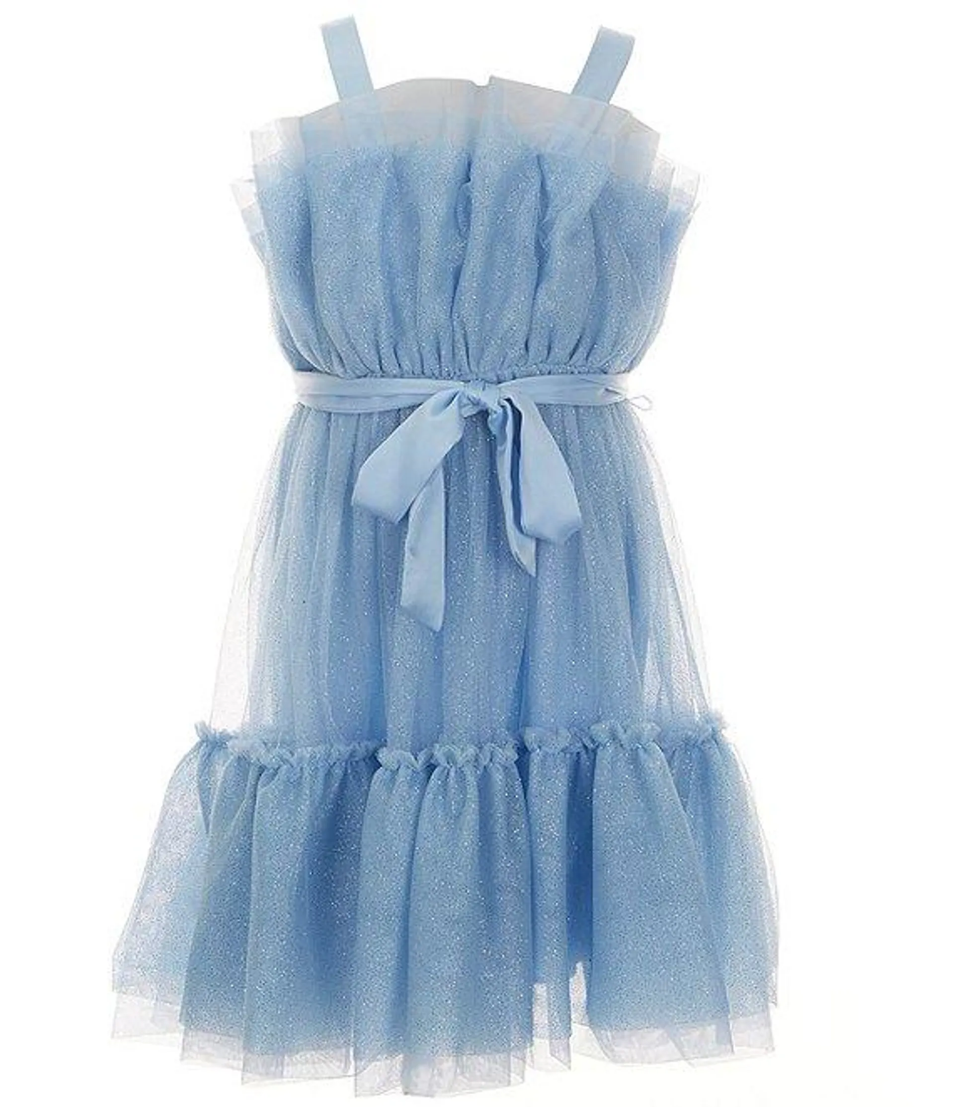 Big Girls 7-16 Glitter Tulle Tiered Dress