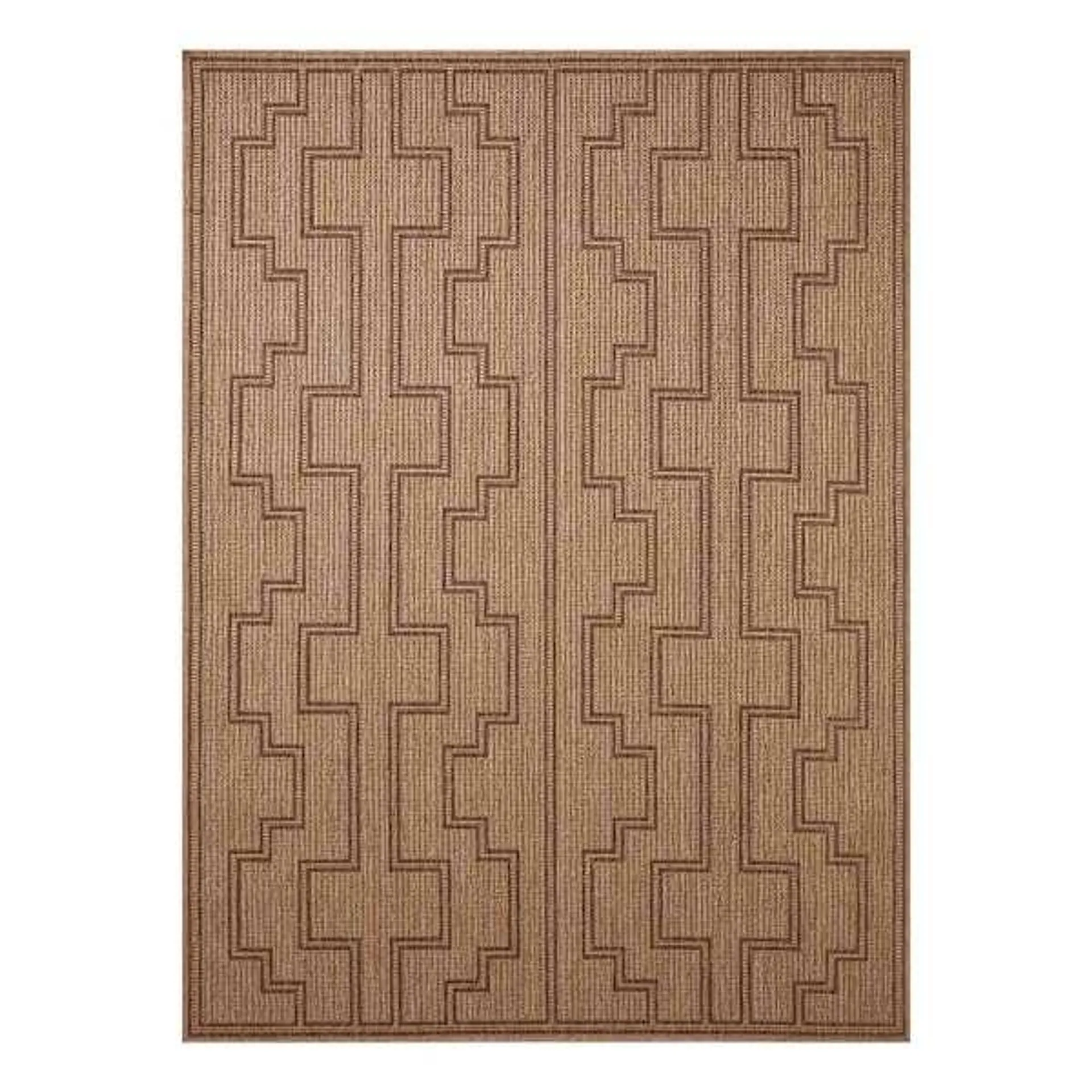 (E502) Tracey Boyd Toledo Brown Geo Outdoor Area Rug, 7x10