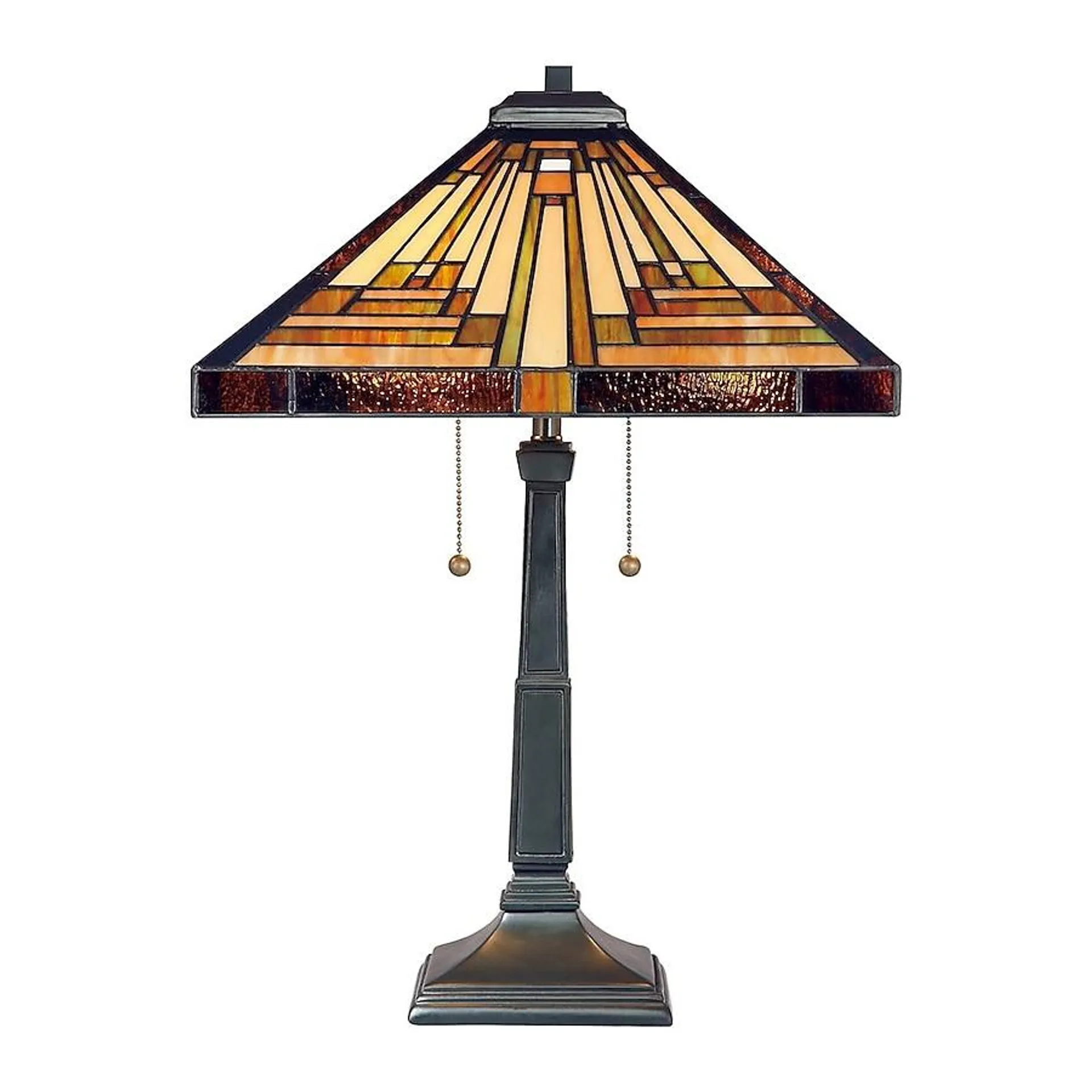 Quoizel Stephen 23-in Vintage Bronze Table Lamp with Tiffany-style Shade