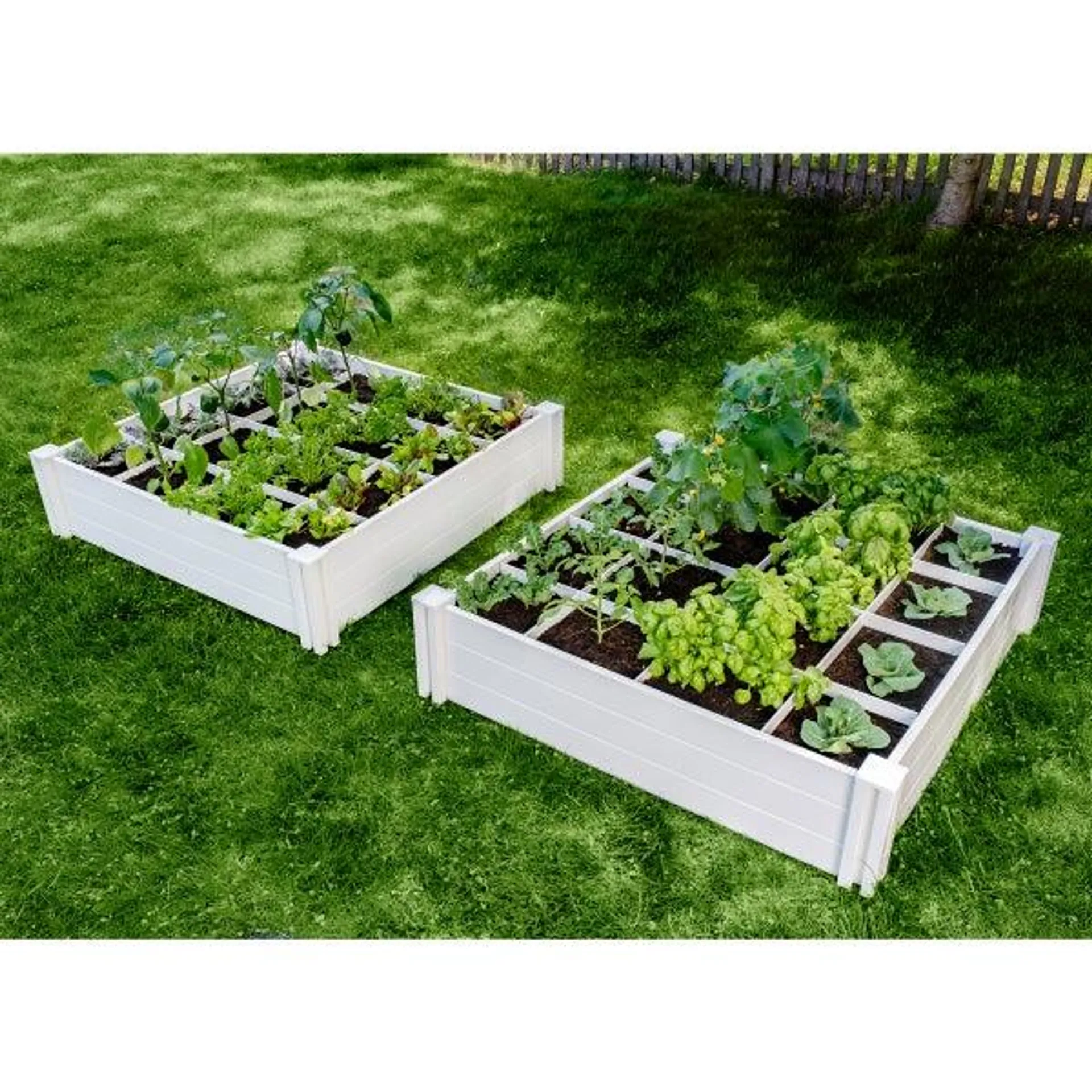 Vita 4'x4'x11" Modular Vinyl Garden with Planting Grid, 2-pack