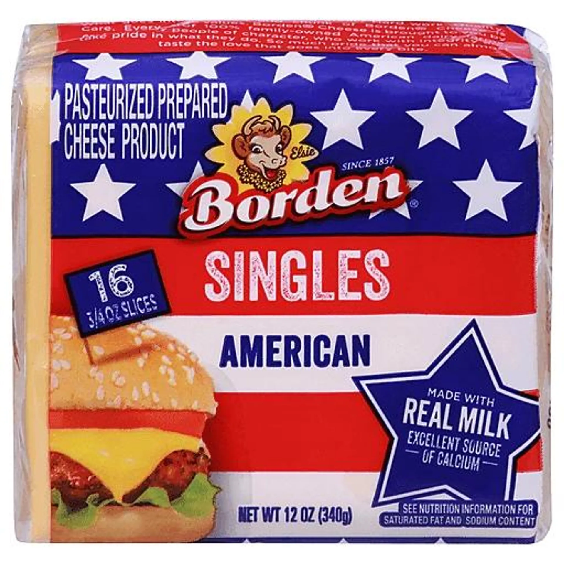 Borden Cheese Slices, American, Singles 16 ea