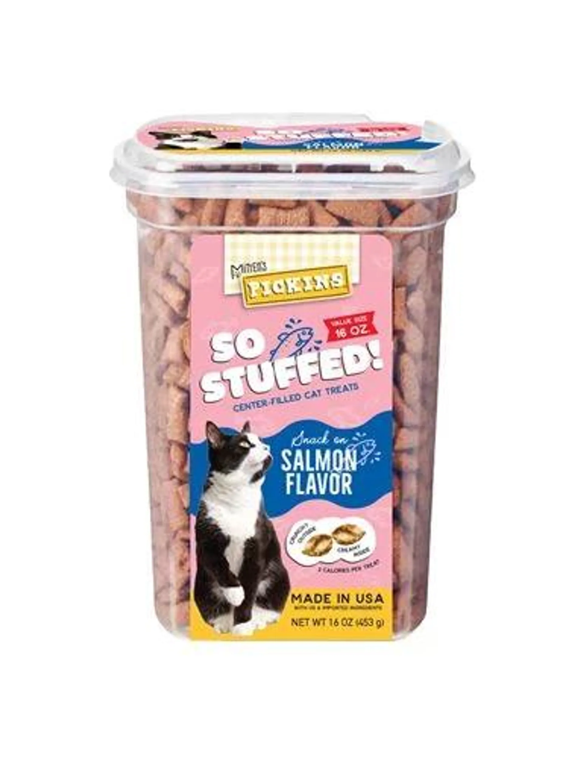 Mitten's Pickins So Stuffed! Snack On Salmon Flavor Center-Filled Cat Treats, 3 Ounces