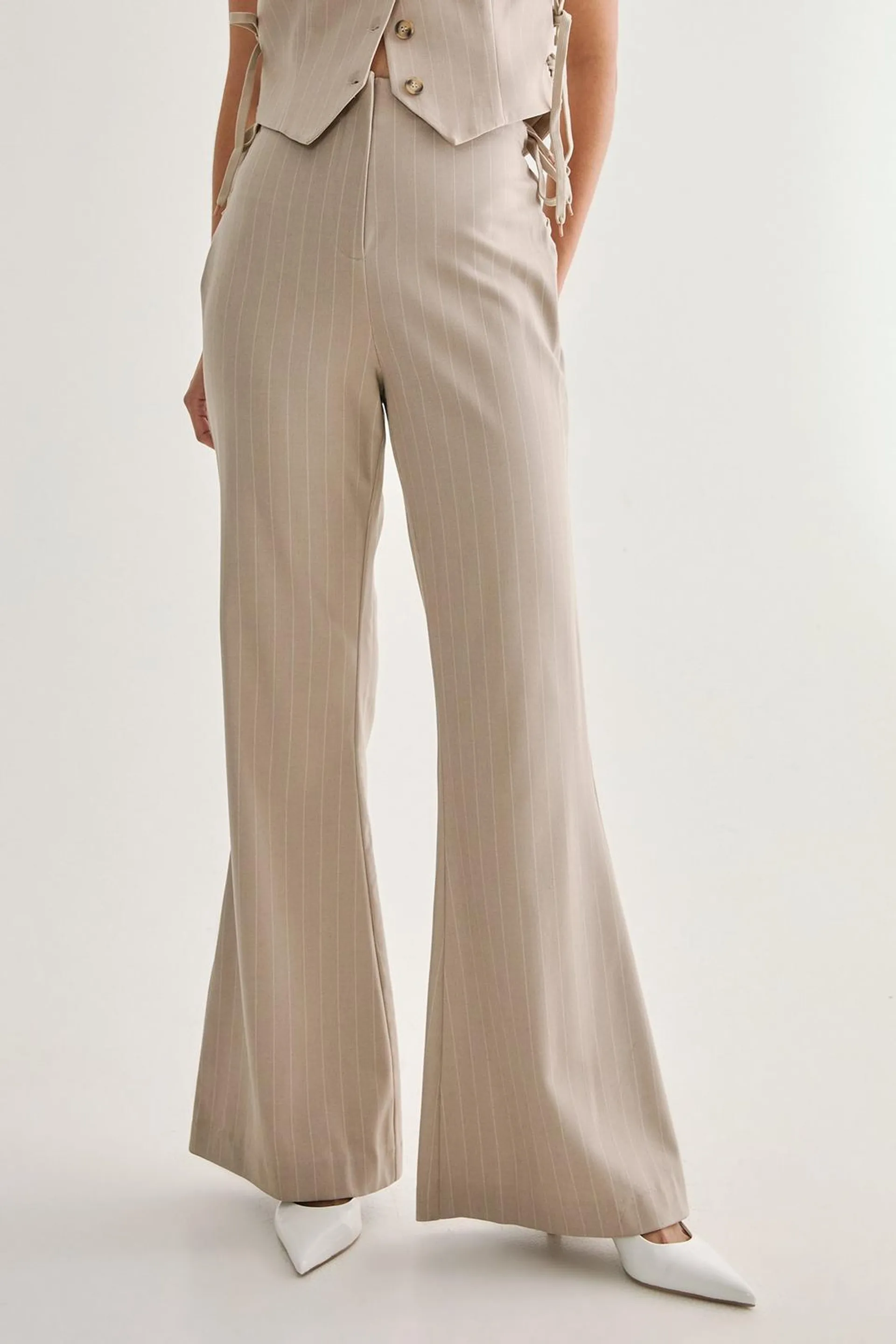 Pinstripe Tailored Tie Side Trouser