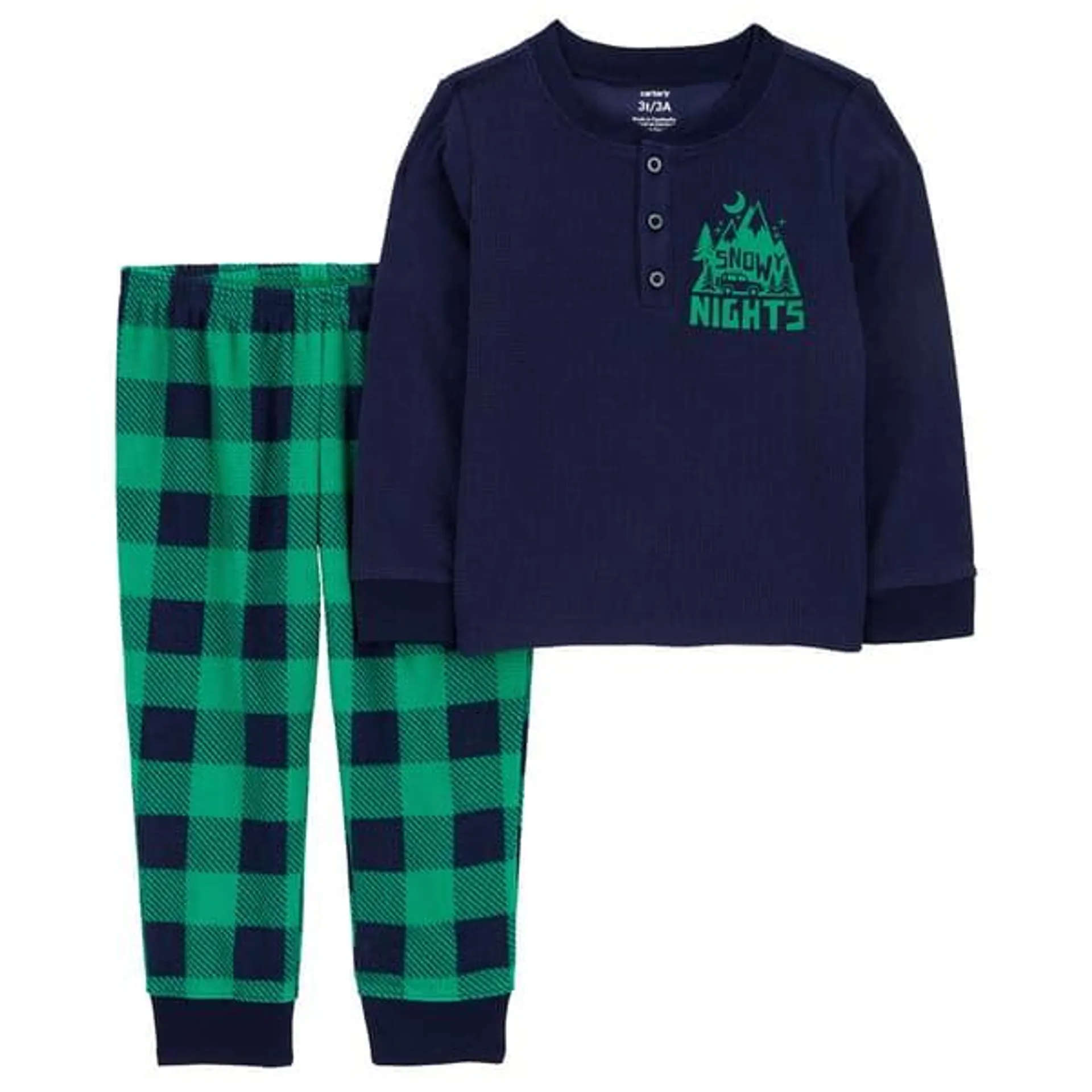 Toddler Boy Carter’s® Waffle Top & Plaid Fleece Pants Pajama Set