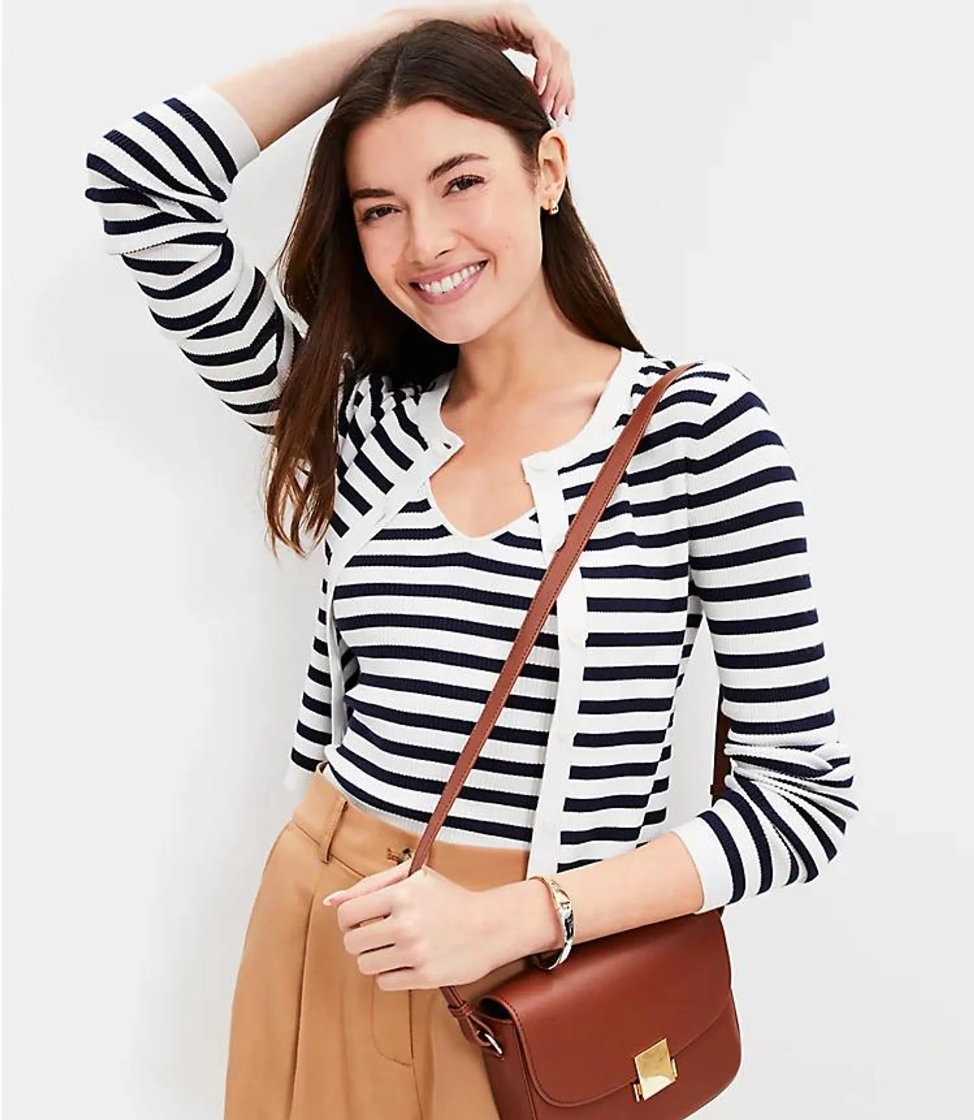 Stripe Ribbed V-Neck Sweater Tank Top