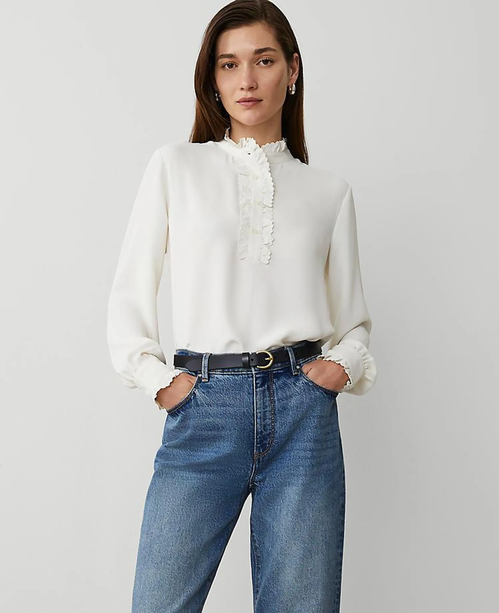 Scallop Ruffle Trim Top