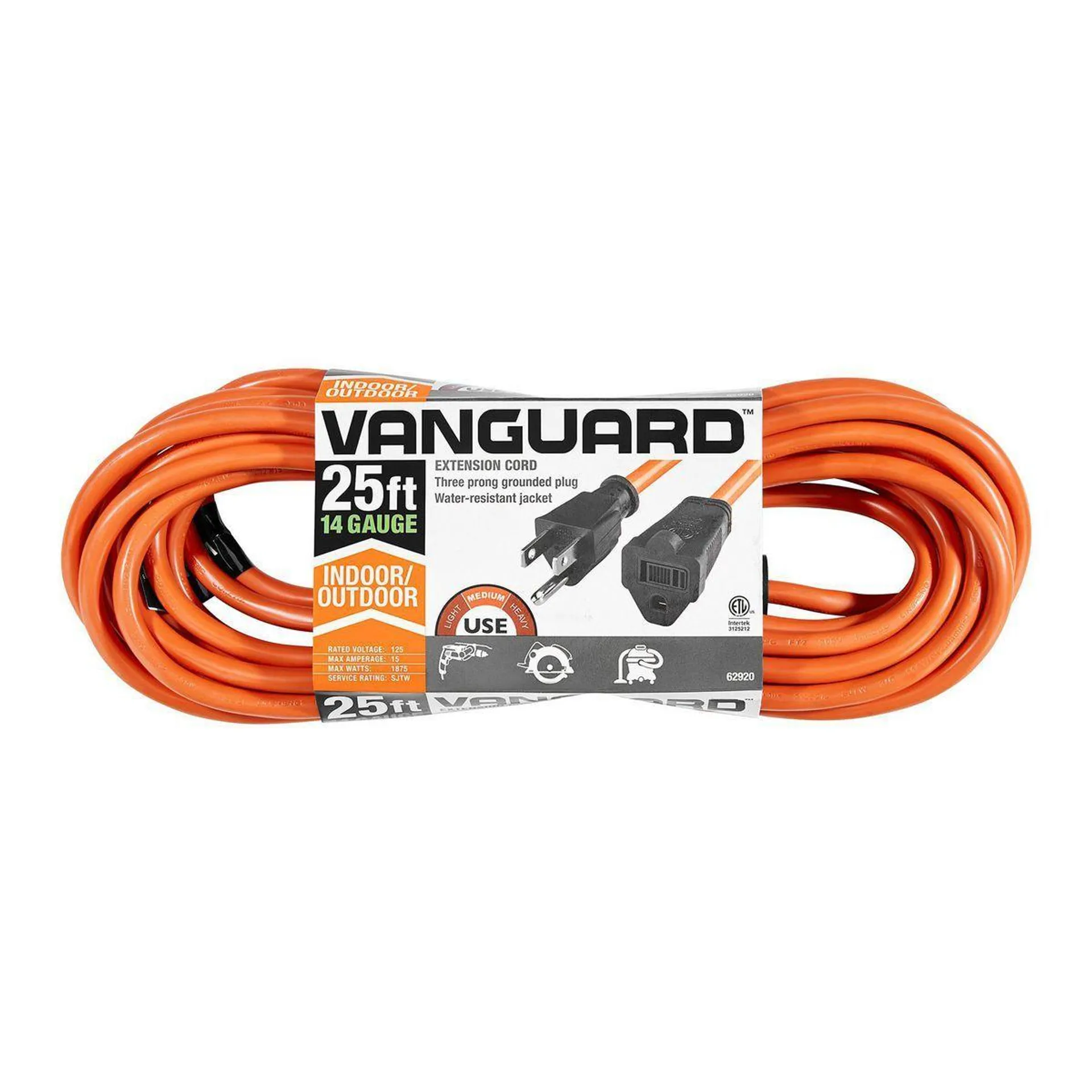 25 ft. x 14/3 Gauge Indoor/Outdoor Extension Cord, Orange