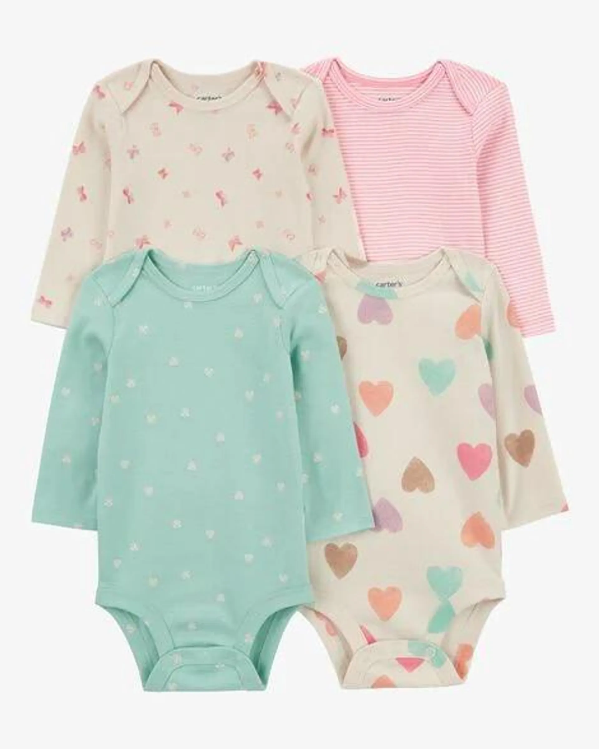 Baby 4-Pack Long-Sleeve Cotton Bodysuits