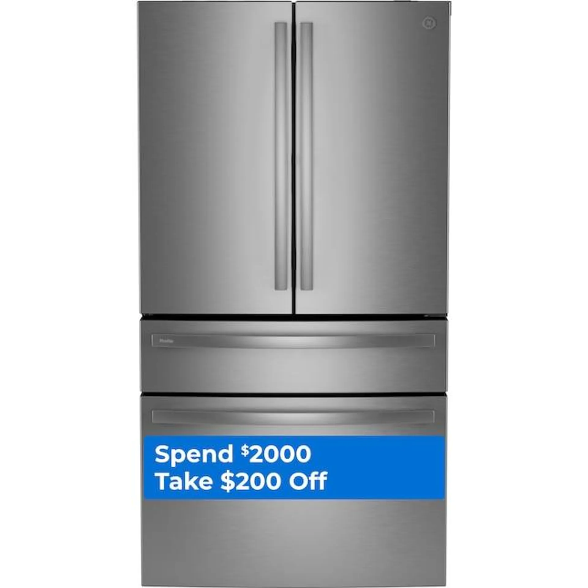 GE Profile 28.7-cu ft 4-Door Smart French Door Refrigerator with Ice Maker and Water dispenser (Fingerprint-resistant Stainless Steel) ENERGY STAR