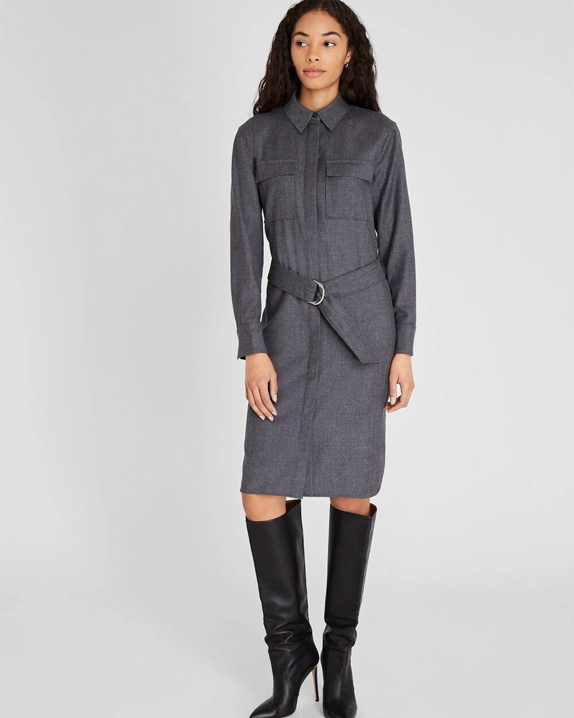 Flannel Midi Shirt Dress