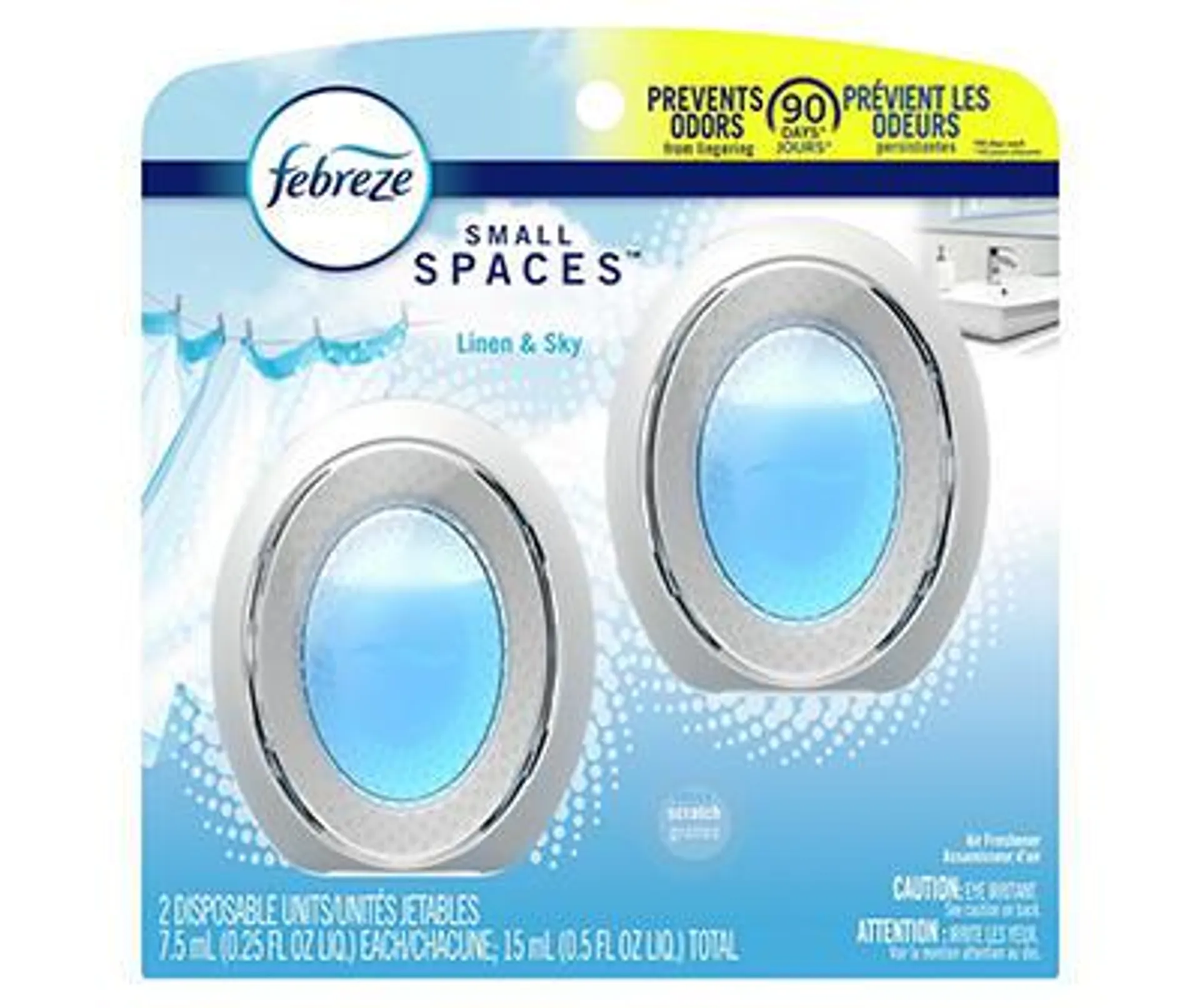 Febreze Small Spaces Air Freshener Linen & Sky Scent, .25 fl. oz., Pack of 2