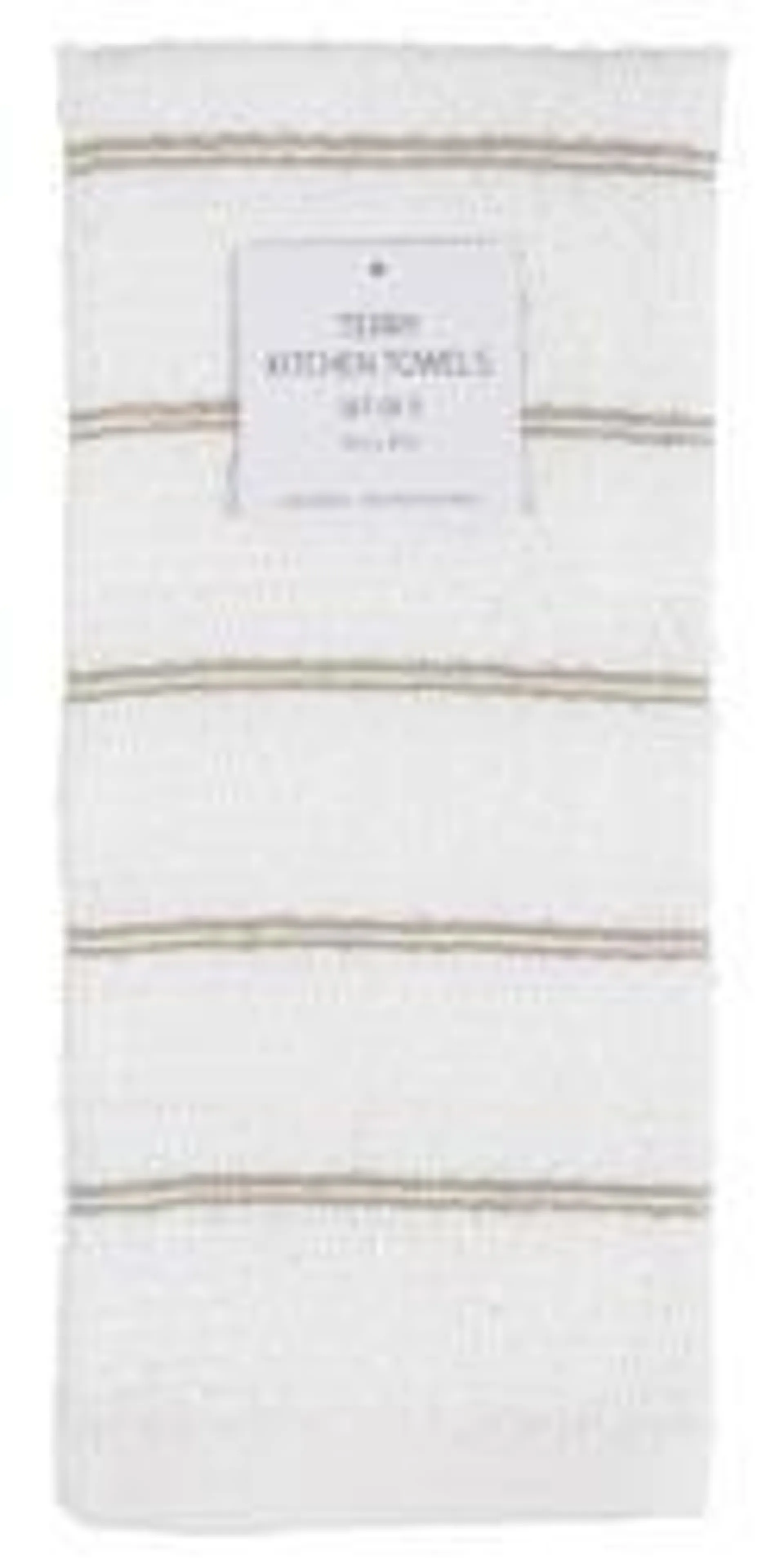 Set of 3 Striped Terry Kitchen Towels - Natural