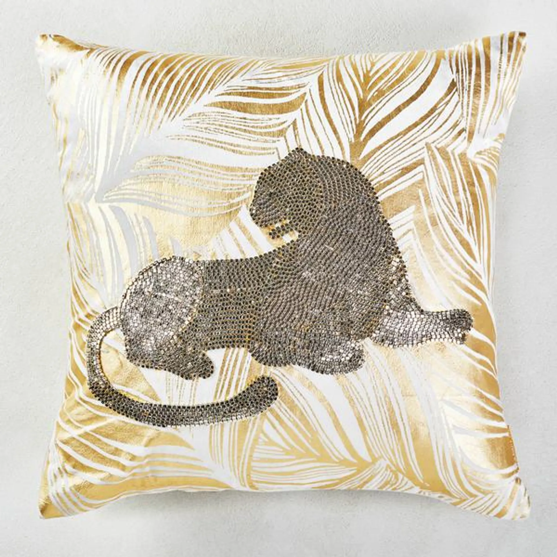 Mosaic Jaguar Pillow 20" - Gold