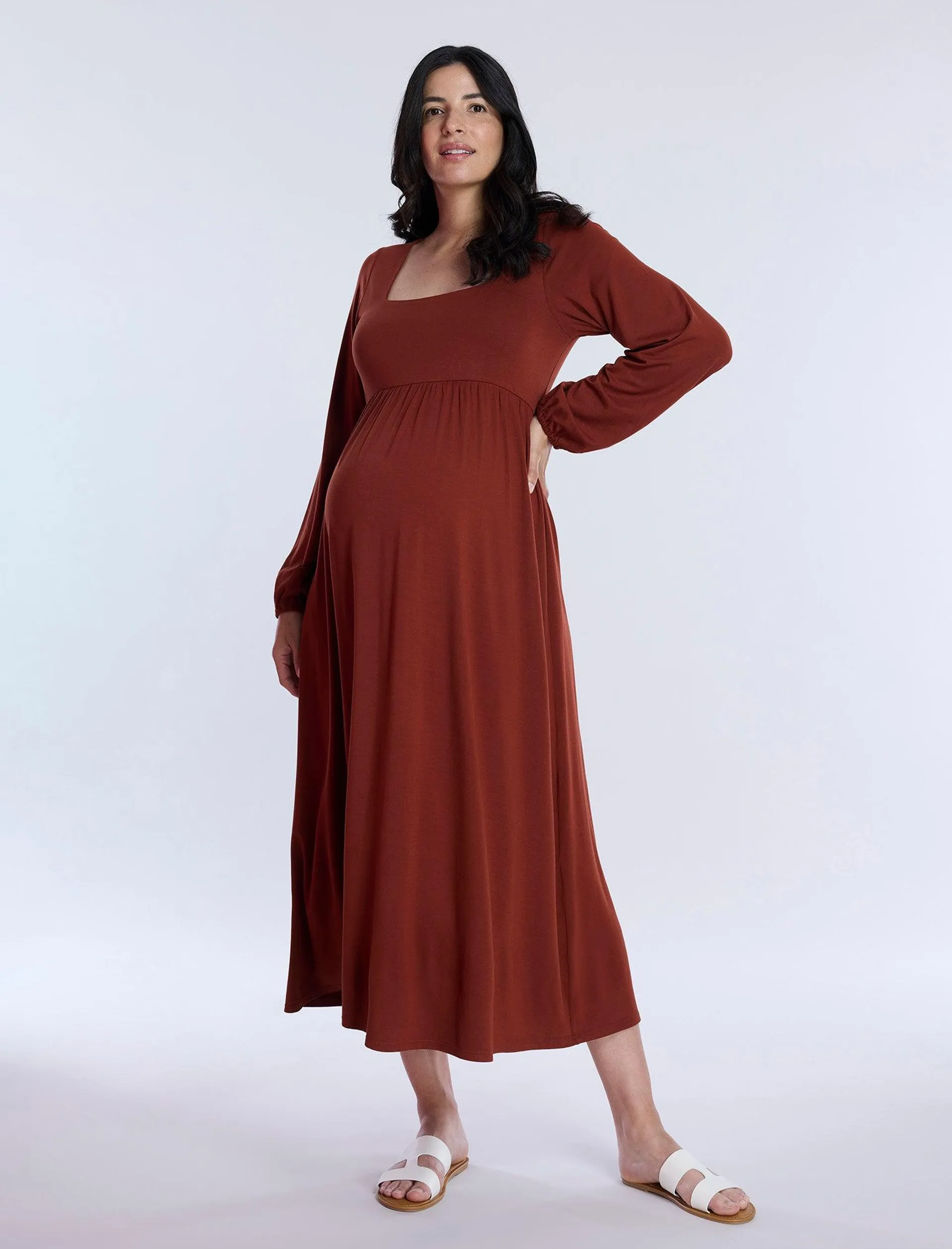 Long Sleeve Empire Waist Maxi Dress