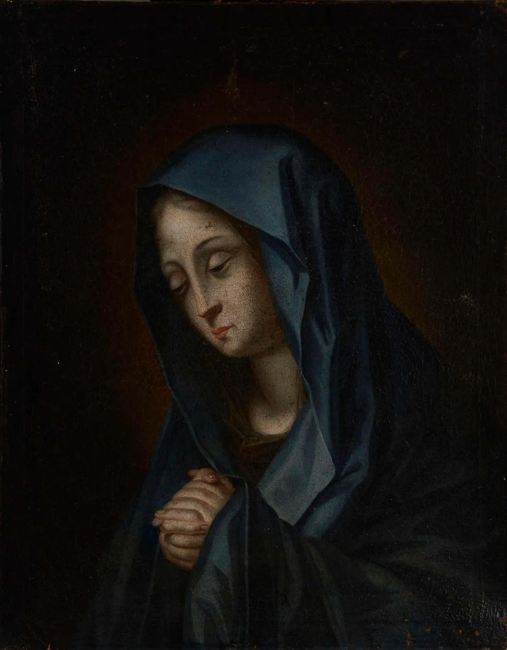 18thC Italian Old Master The Madonna at Prayer Fine 18th Century Italian Oil Painting