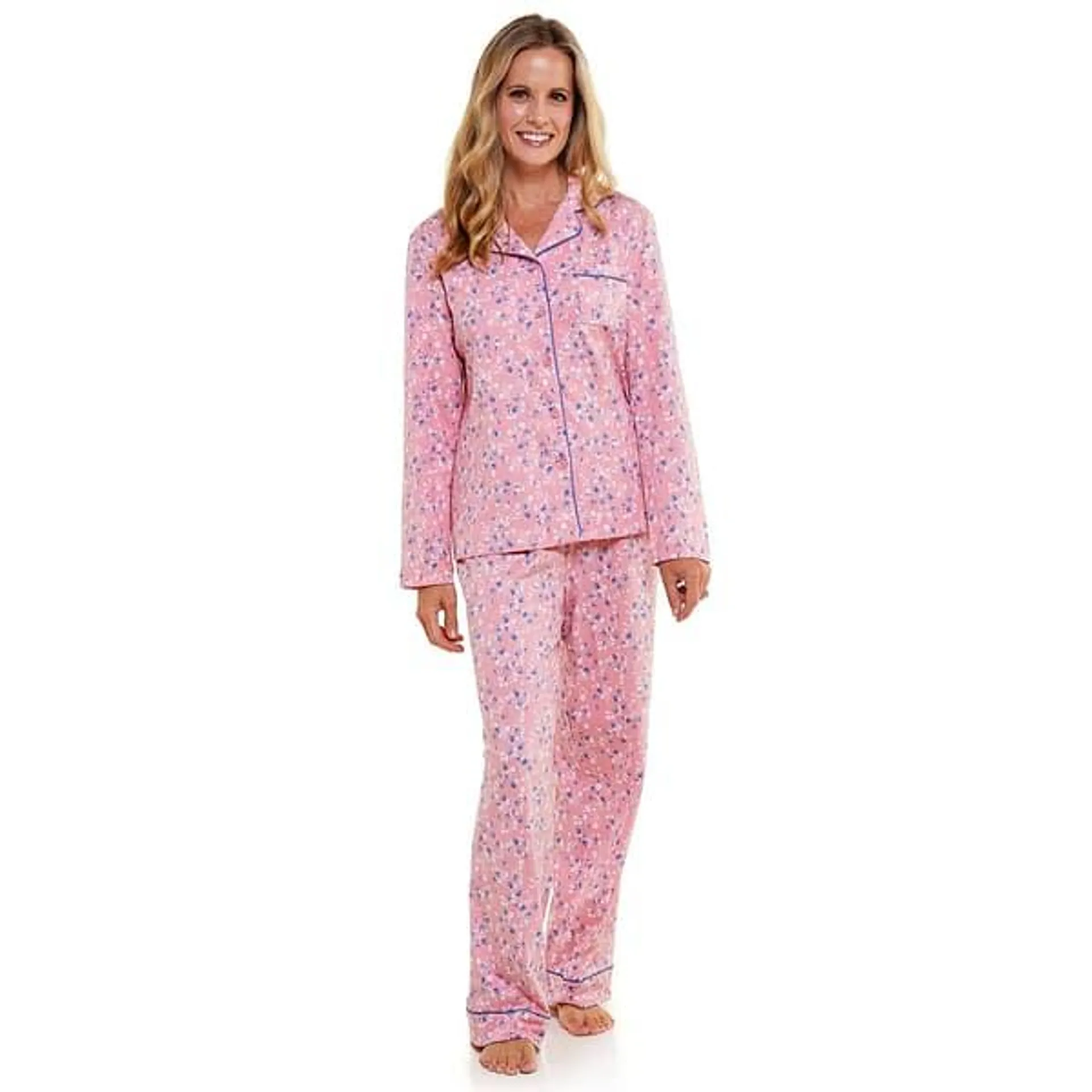 Womens White Orchid Long Sleeve Floral Long Leg Pajama Set