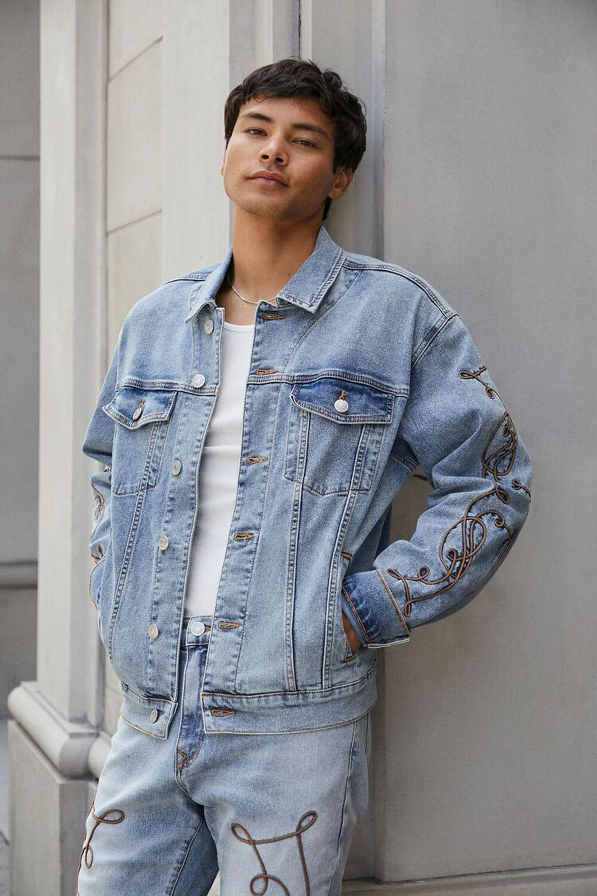 Embroidered Denim Trucker Jacket