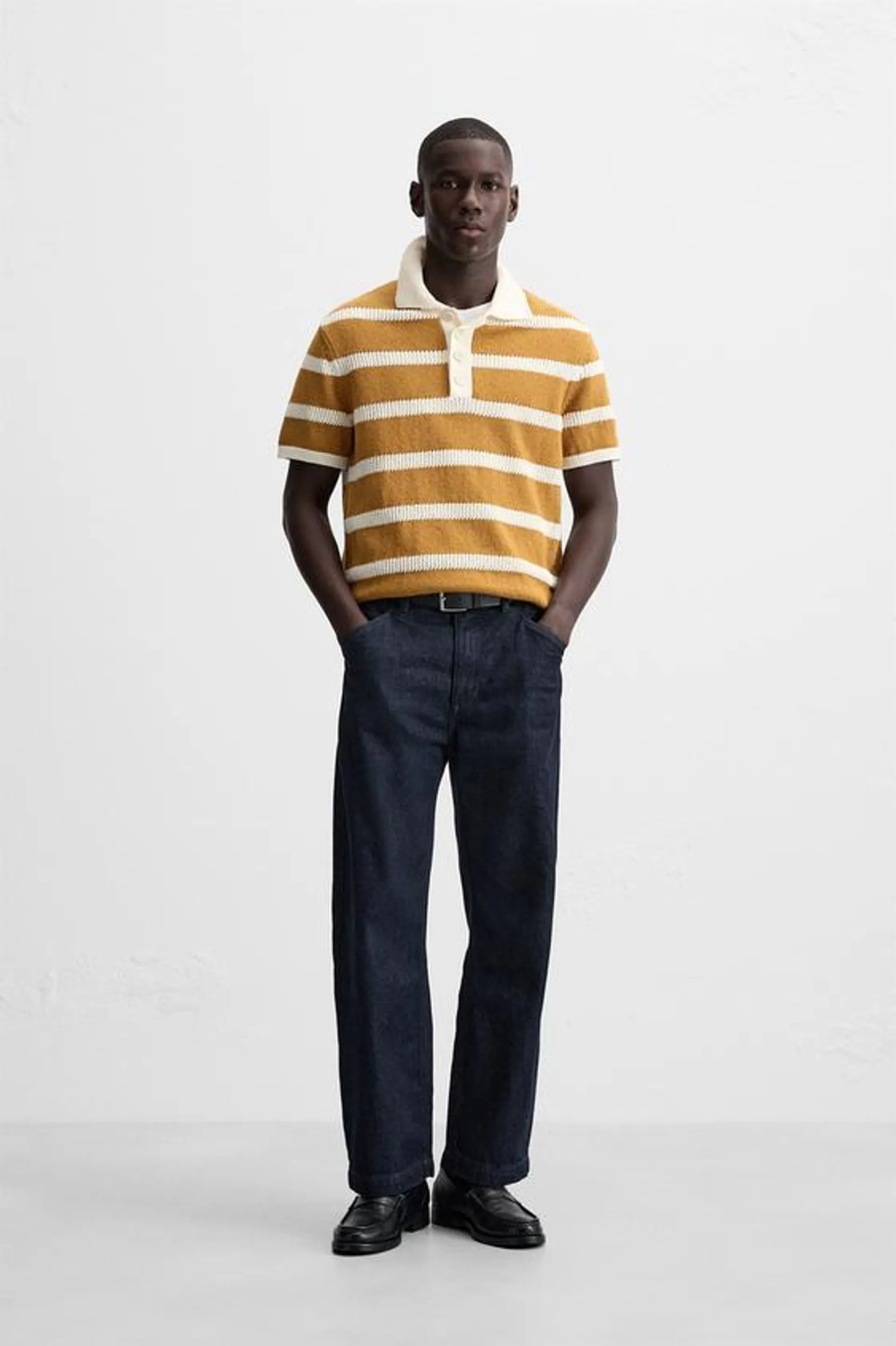 STRIPED KNIT POLO