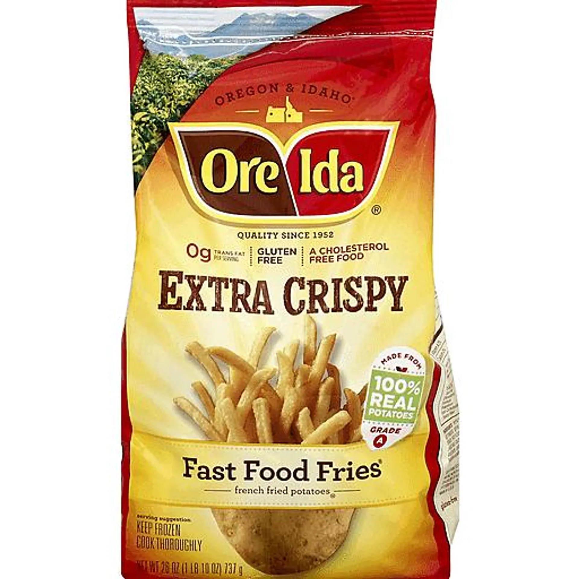 Ore Ida Extra Crispy Fast Food Fries French Fried Potatoes 26 oz bag