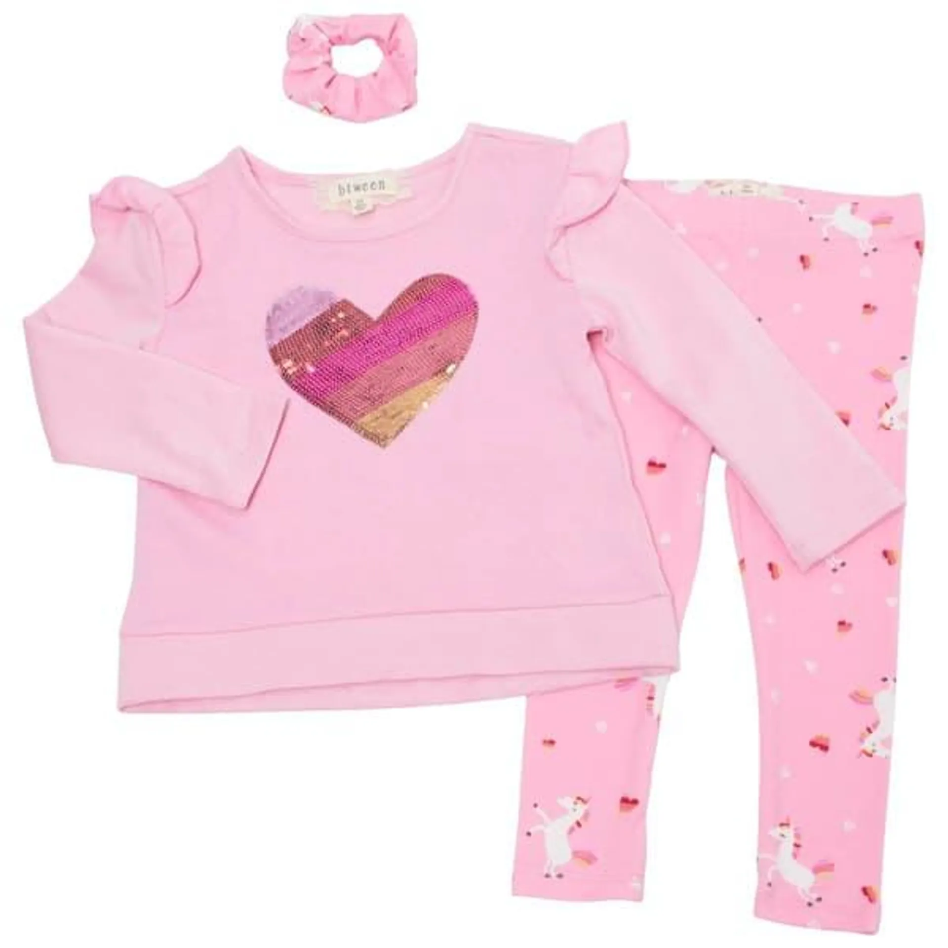 Toddler Girl BTween® Sequin Heart Pullover & Unicorn Leggings Set