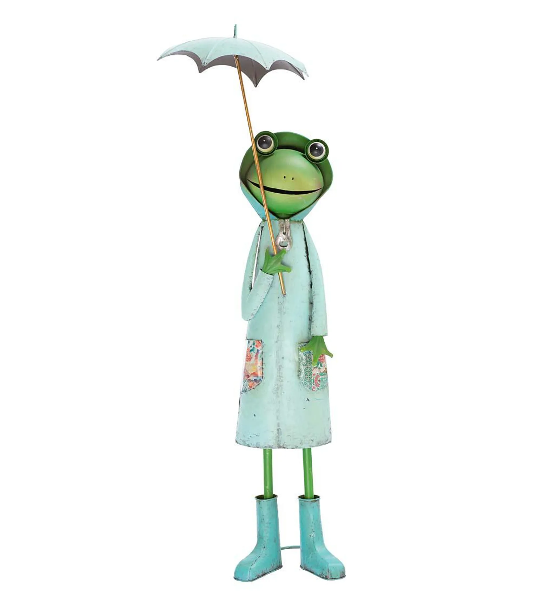 Metal Storybook Frog Garden Statue - Blue