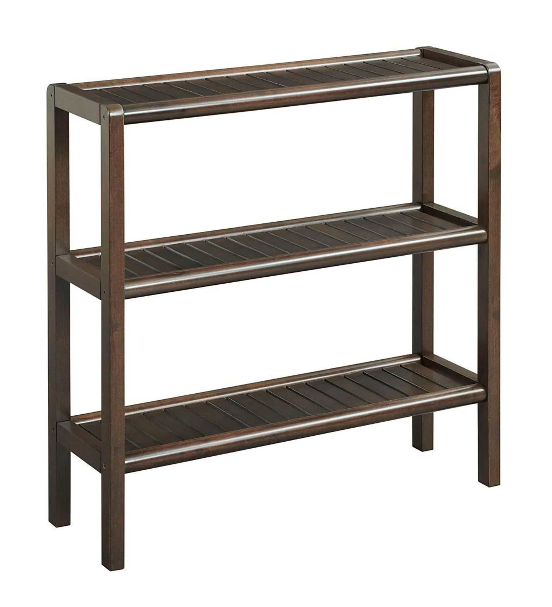 Farmhouse Three-Shelf Console Bookcase Storage Rack - Espresso