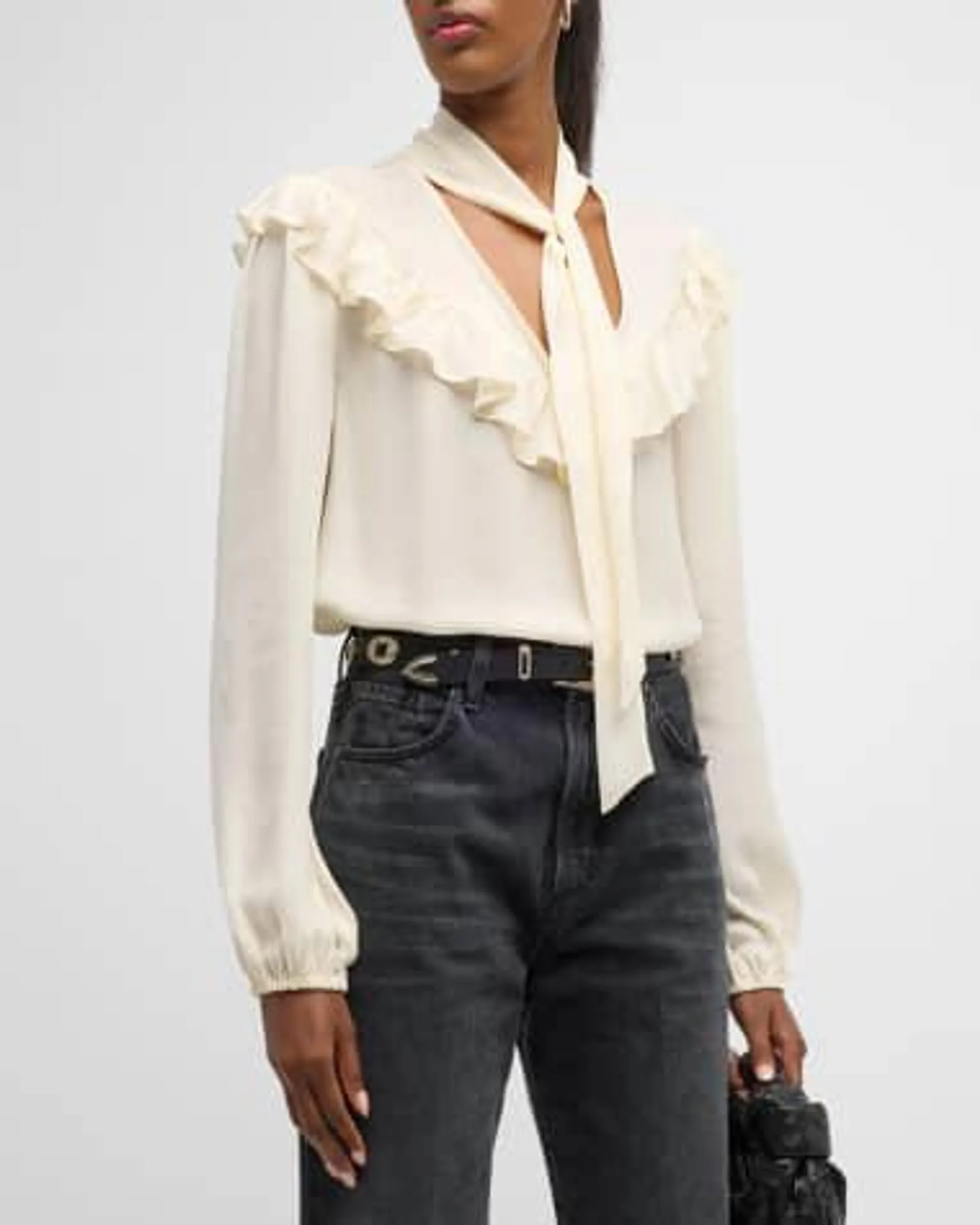 Katya Long-Sleeve Ruffled Blouse