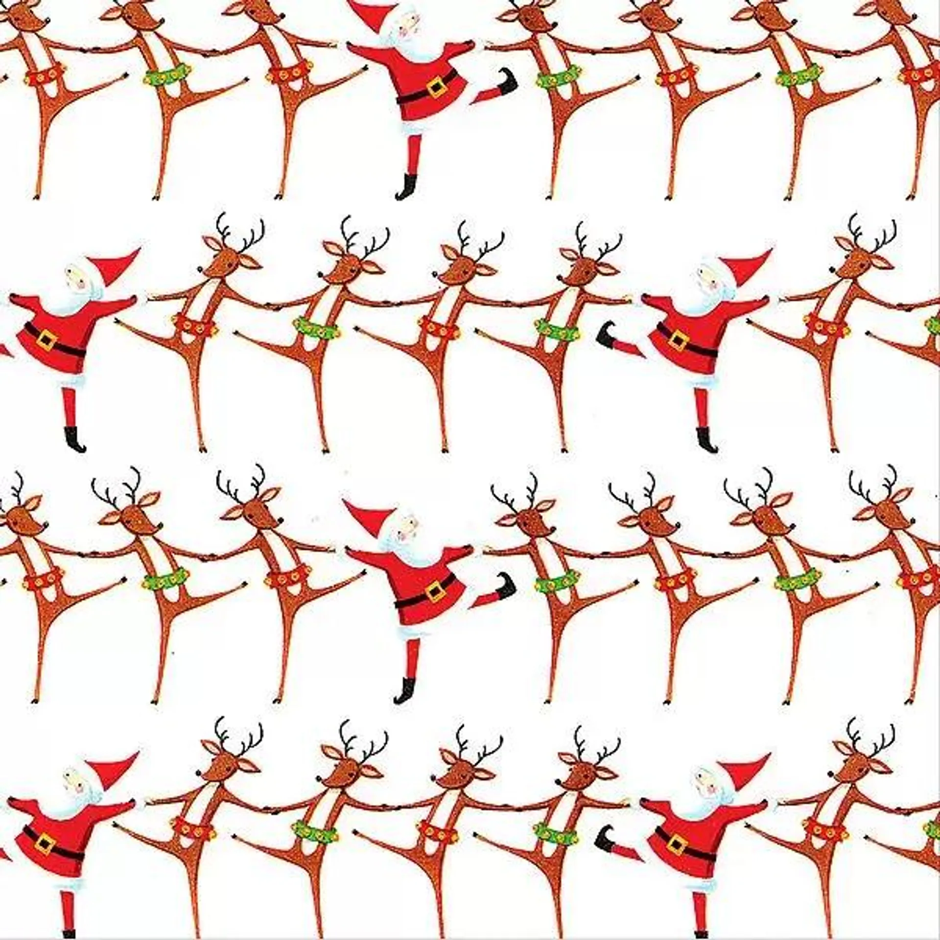 Caspari Santa's Kickline Wrapping Paper