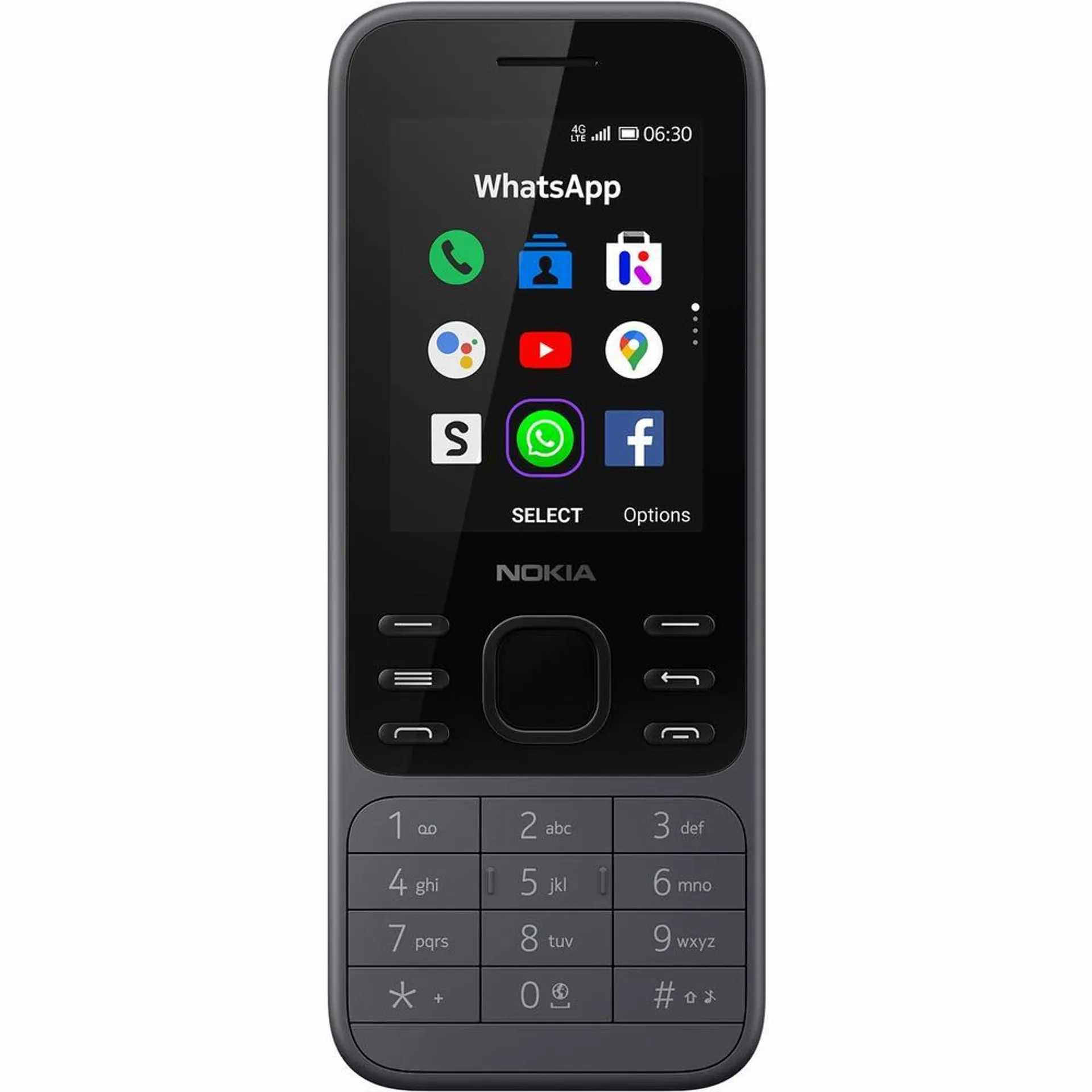 Nokia 6300 4G Unlocked International WiFi Hotspot Social Apps Google Maps and Assistant Light Charcoal