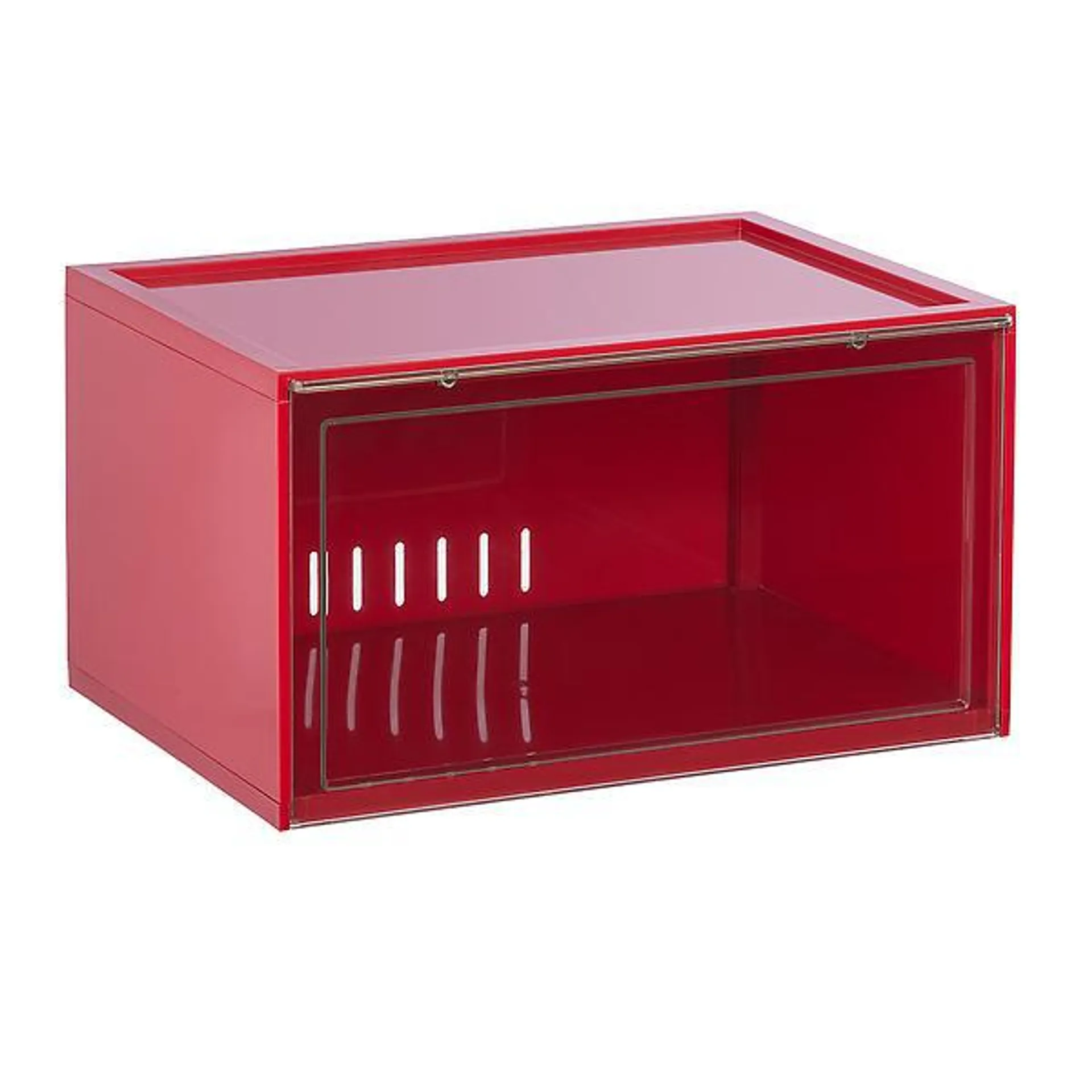 The Container Store X-Large Side Profile Drop-Front Shoe Box Red