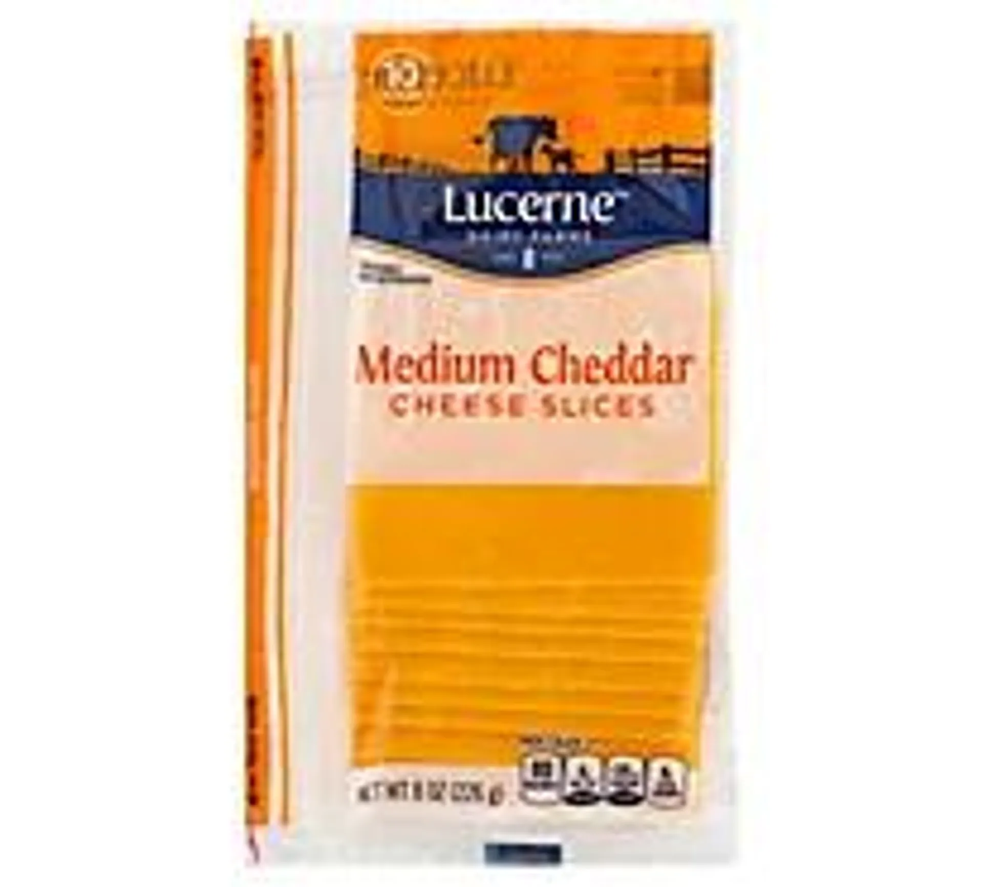 Lucerne Cheese Slices Medium Cheddar - 10 Count