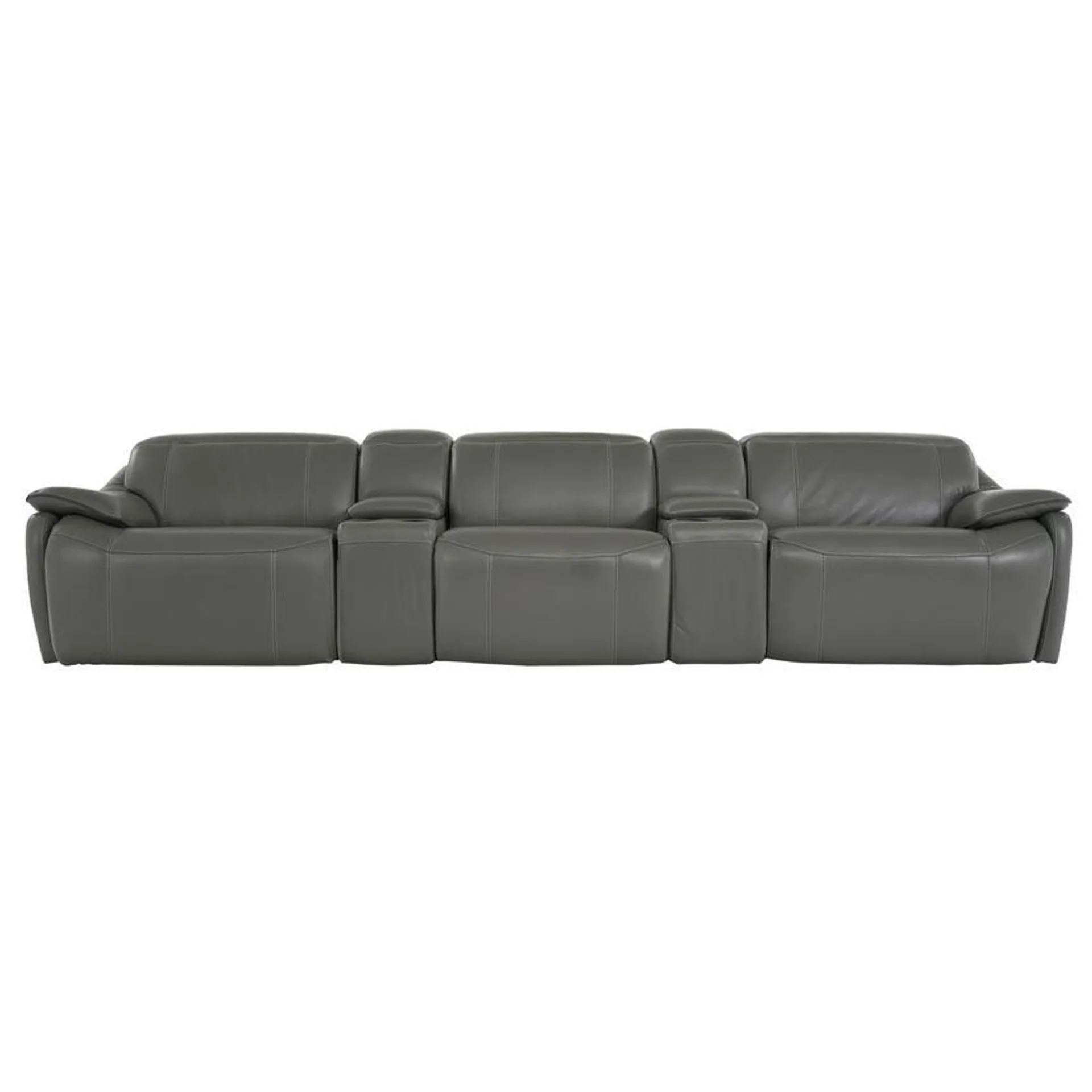 Austin Dark Gray Home Theater Leather Seating with 5PCS/2PWR