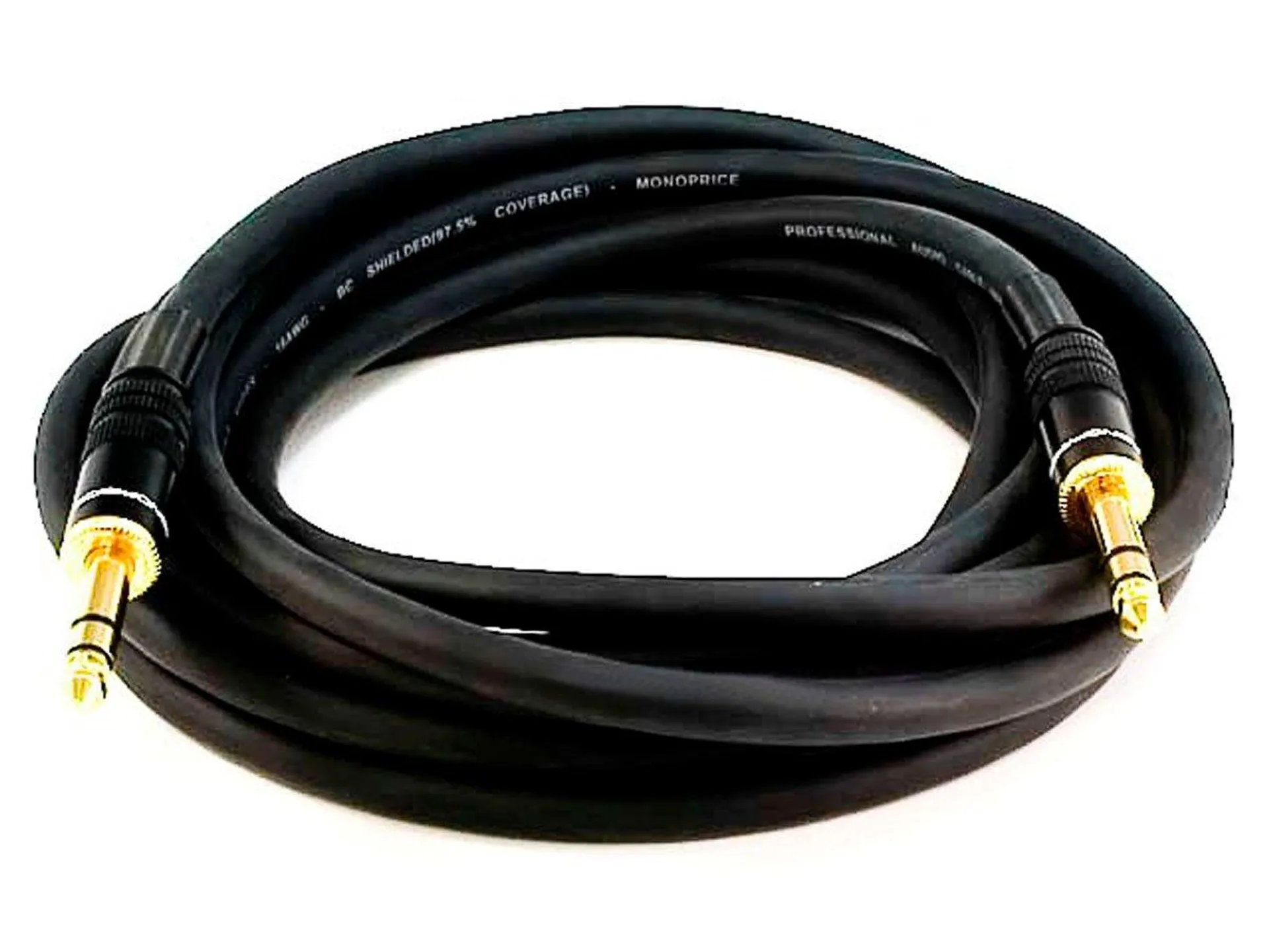 Monoprice 15ft Premier Series 1/4in TRS Male to Male Cable, 16AWG (Gold Plated)