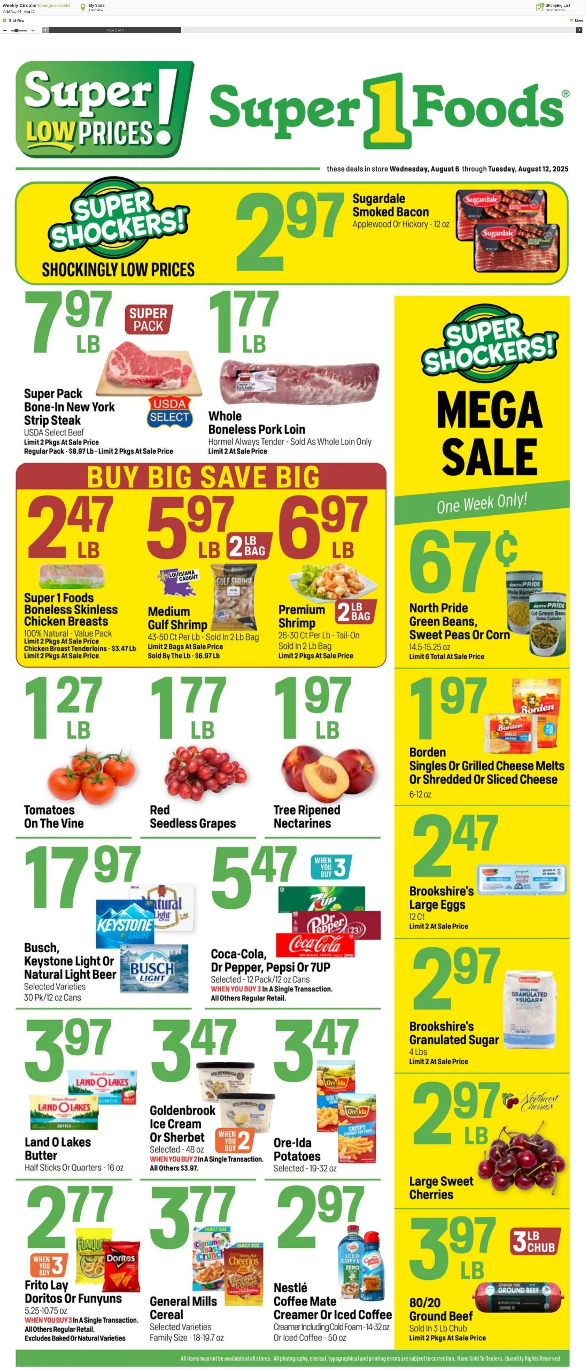 Weekly ad Super1Foods from August 6 to August 12 2025 - Page 1