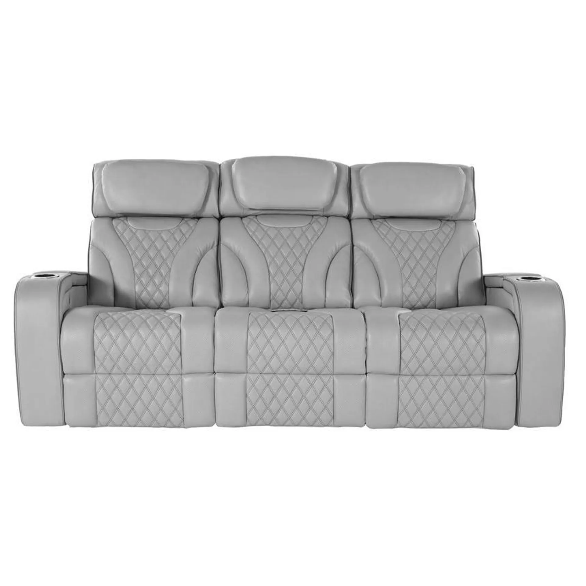 Pummel Gray Leather Power Reclining Sofa