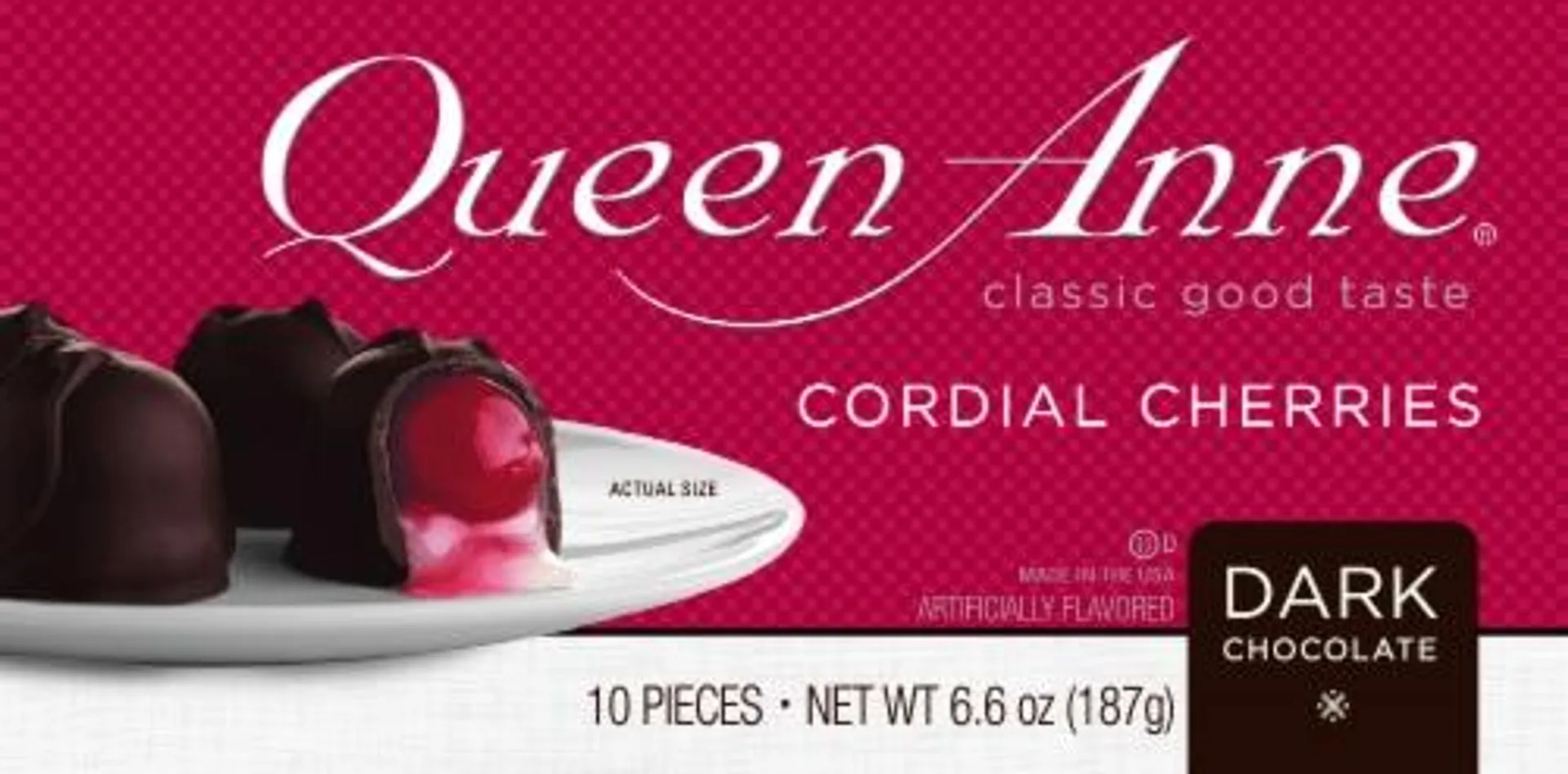 Queen Anne® Dark Chocolate Cordial Cherries Holiday Candy Gift Box