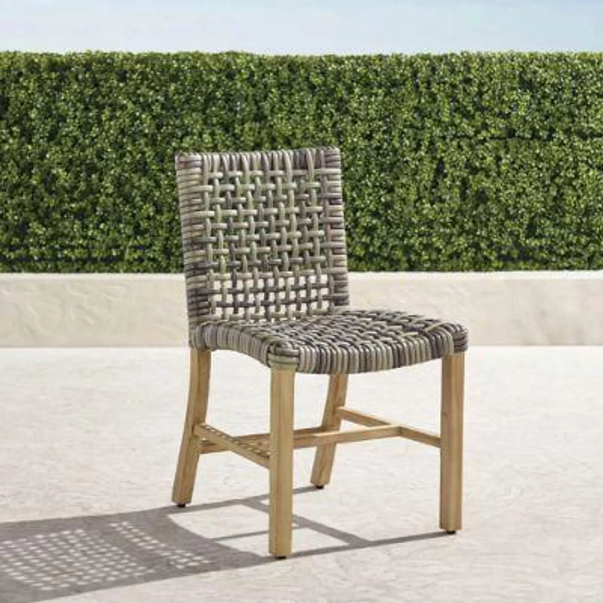 Isola Side Chair in Natural Teak & Driftwood Wicker, Set of Two