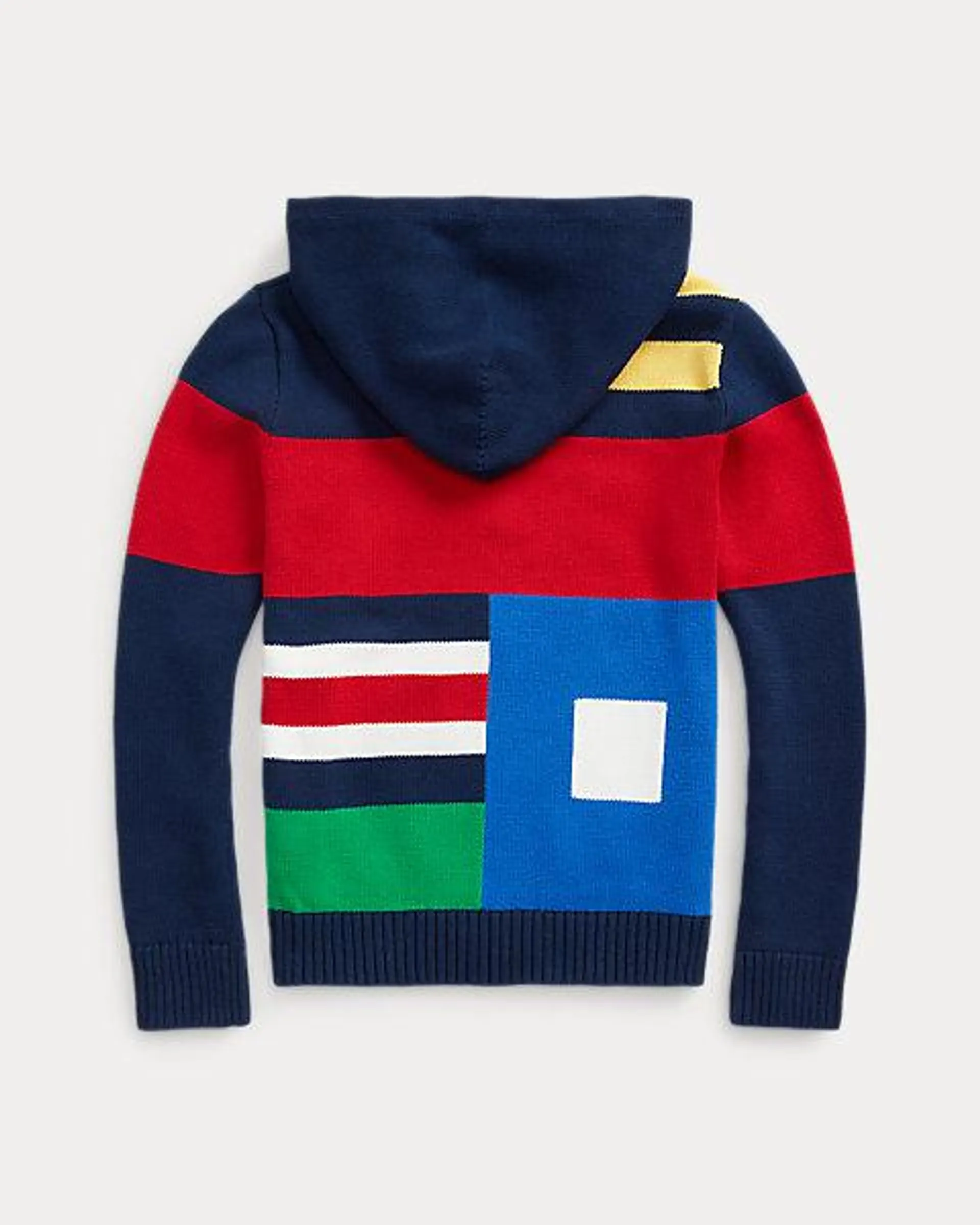 Color-Blocked Cotton Full-Zip Sweater