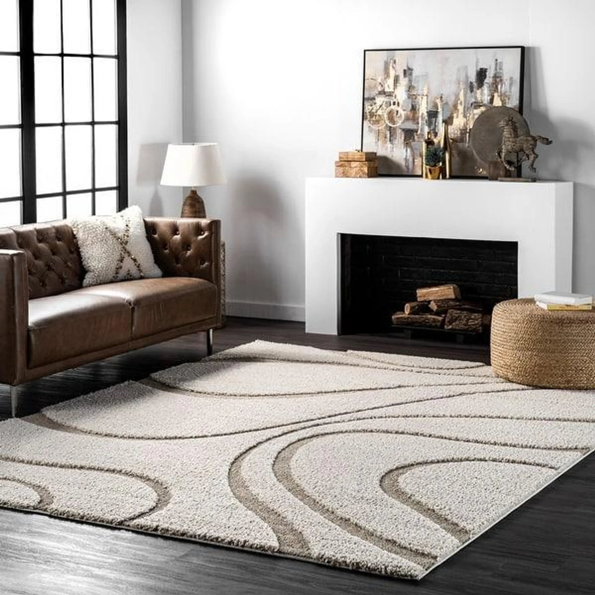 Brooklyn Rug Co Krista Contemporary Swirls Shag Area Rug