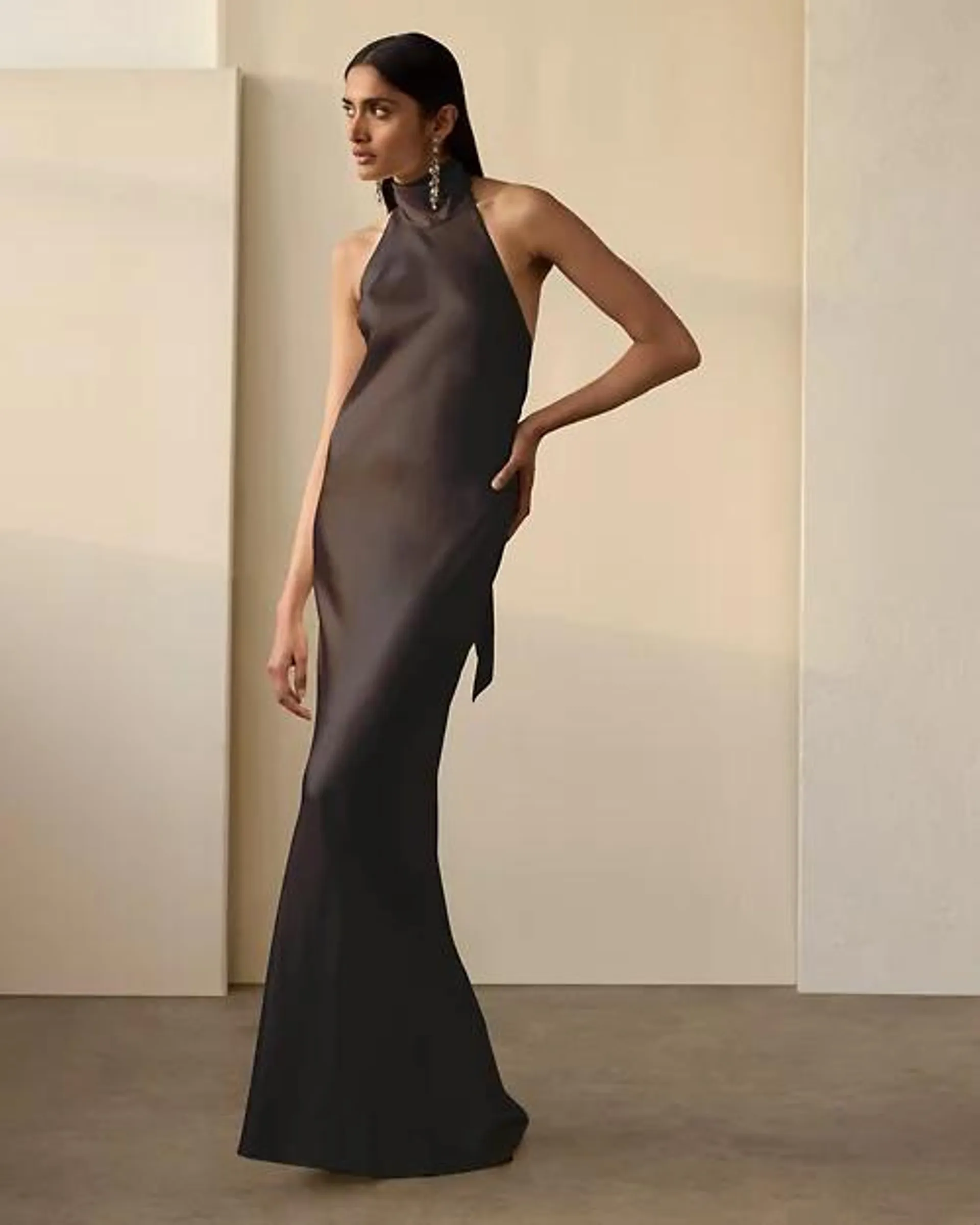 Chilton Stretch Satin Evening Dress