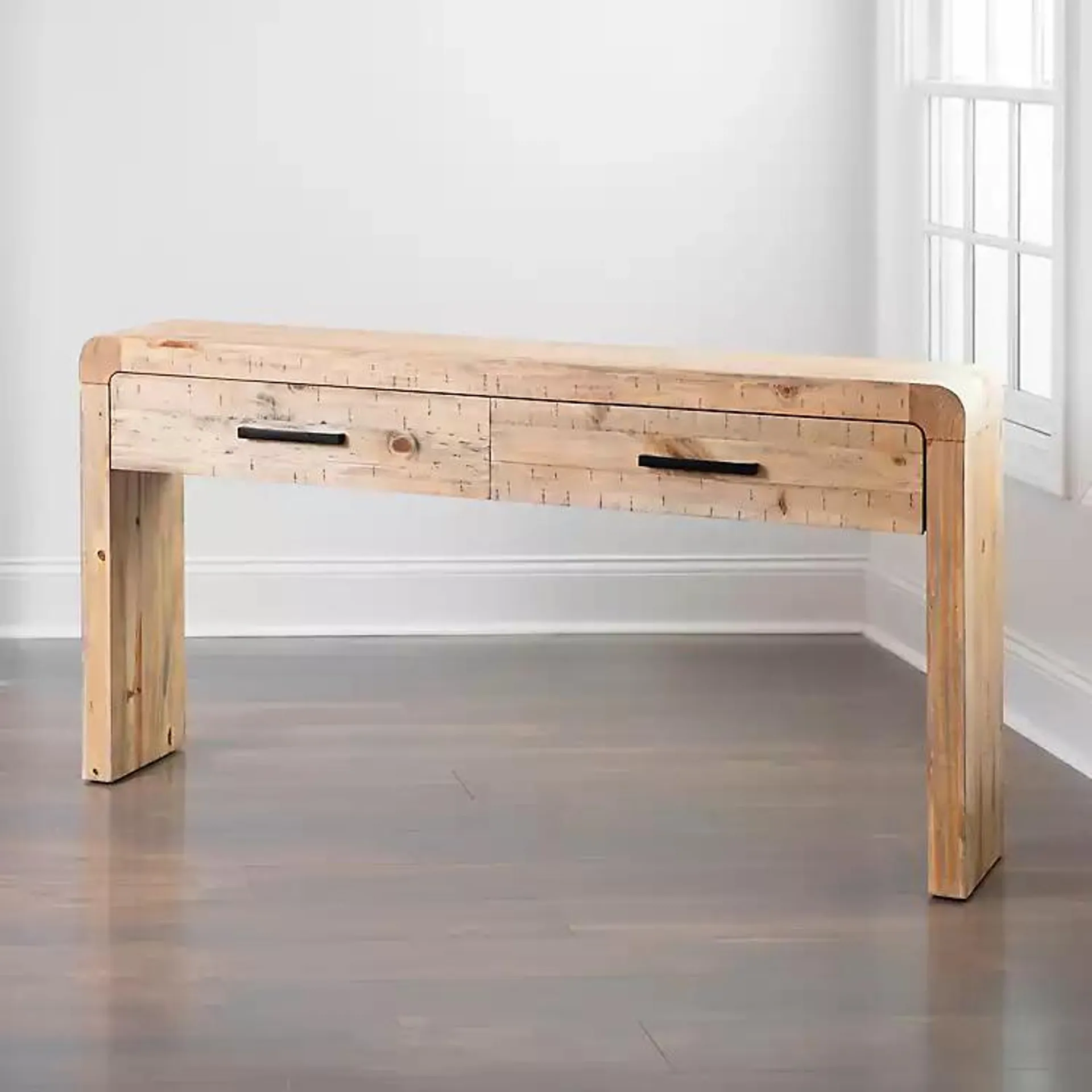 Natural Curved Edge Console Table